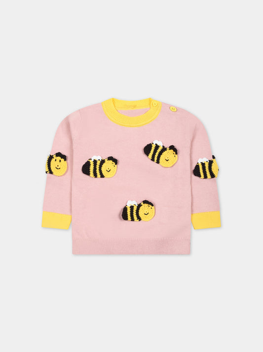Maglione rosa per neonata con api,Stella Mccartney Kids,TU9030 Z1881 517