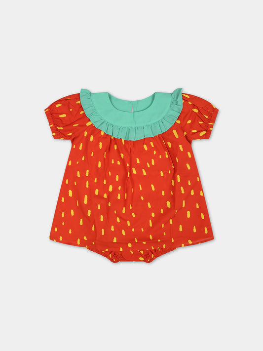 Vestito rosso per neonata con stampa all-over,Stella Mccartney Kids,TU1051 Z1588 421GL