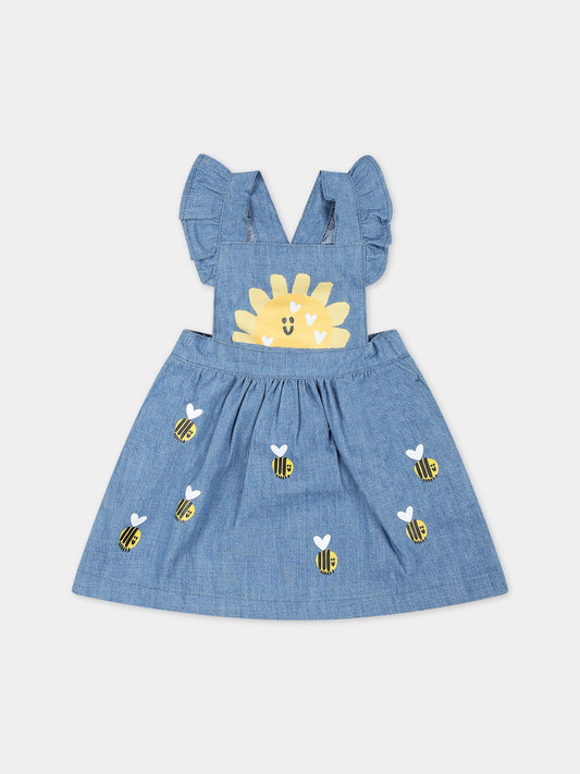 Salopette blu per neonata con api,Stella Mccartney Kids,TU1152 Z1791 601MC