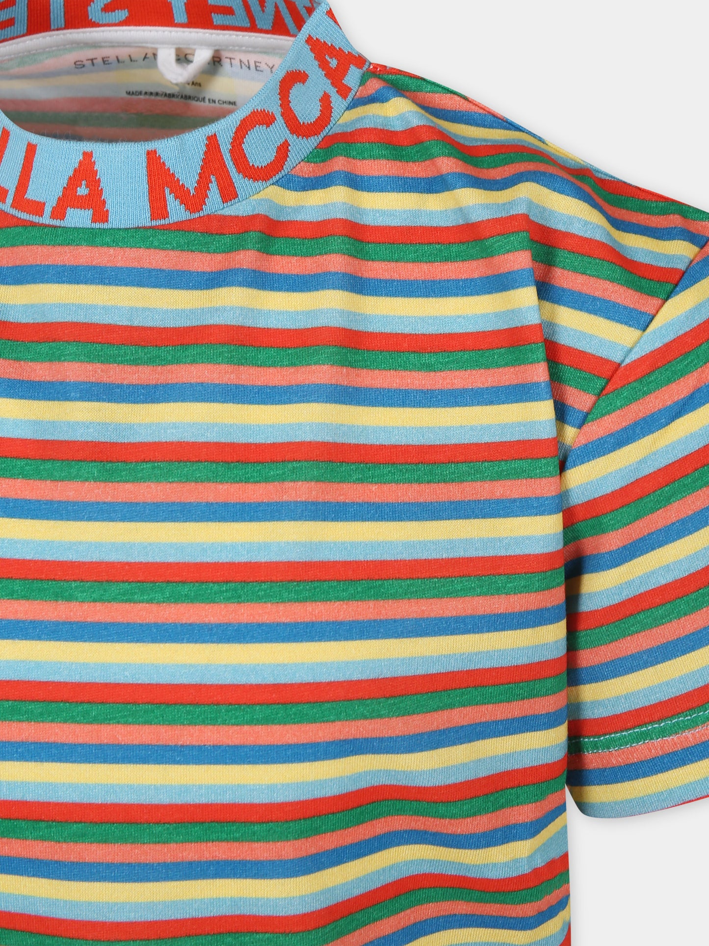 T-shirt multicolor per bambini con logo,Stella Mccartney Kids,TU8P91 Z1739 999MC