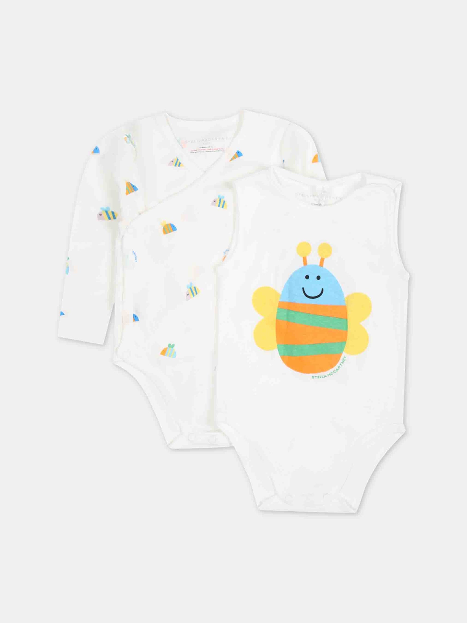 Set bianco per neonati con api e logo,Stella Mccartney Kids,TUB569 Z1787 101MC