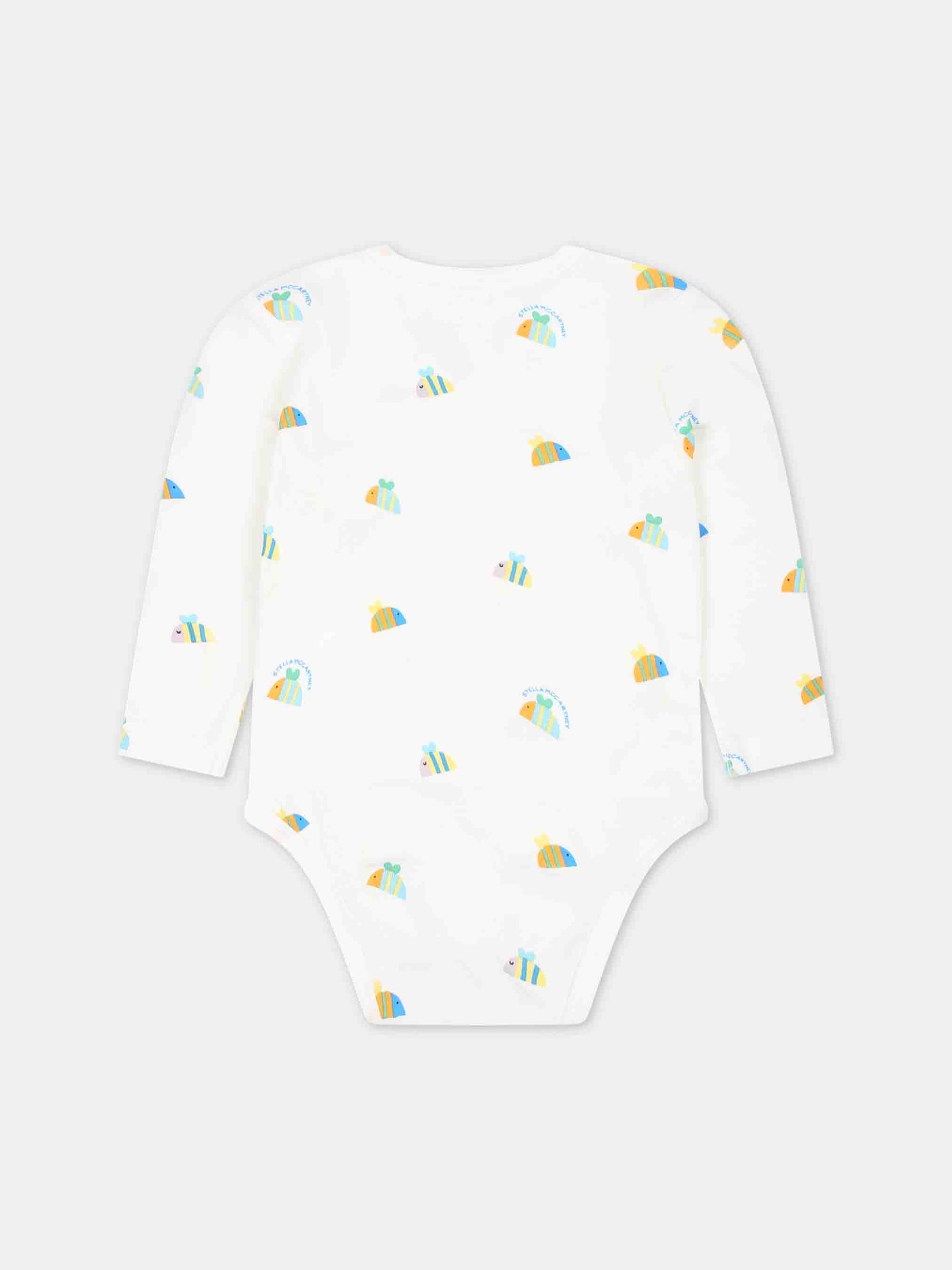 Set bianco per neonati con api e logo,Stella Mccartney Kids,TUB569 Z1787 101MC