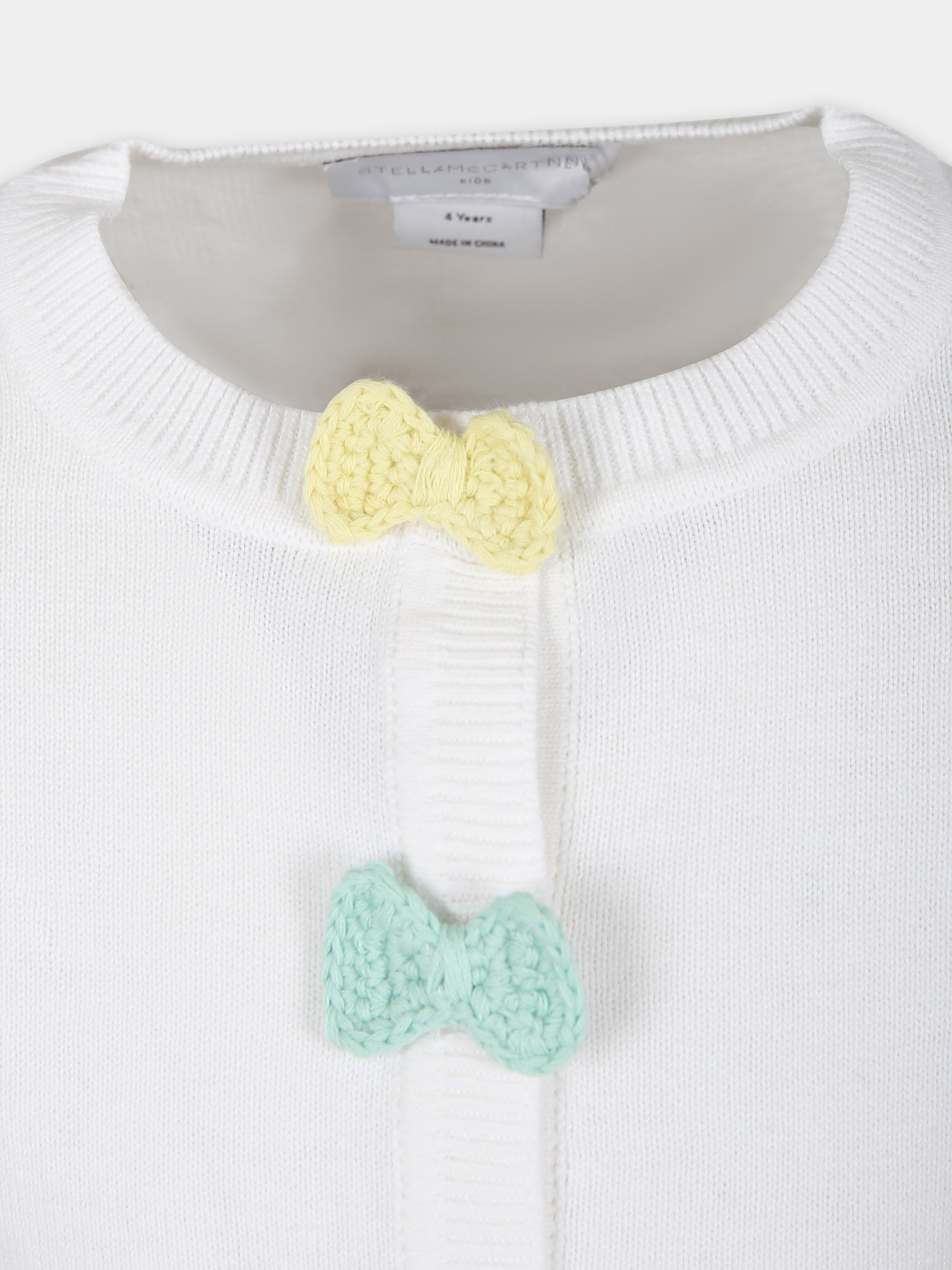 Cardigan bianco per bambina con fiocchi multicolor,Stella Mccartney Kids,TU9A00 Z1841 101