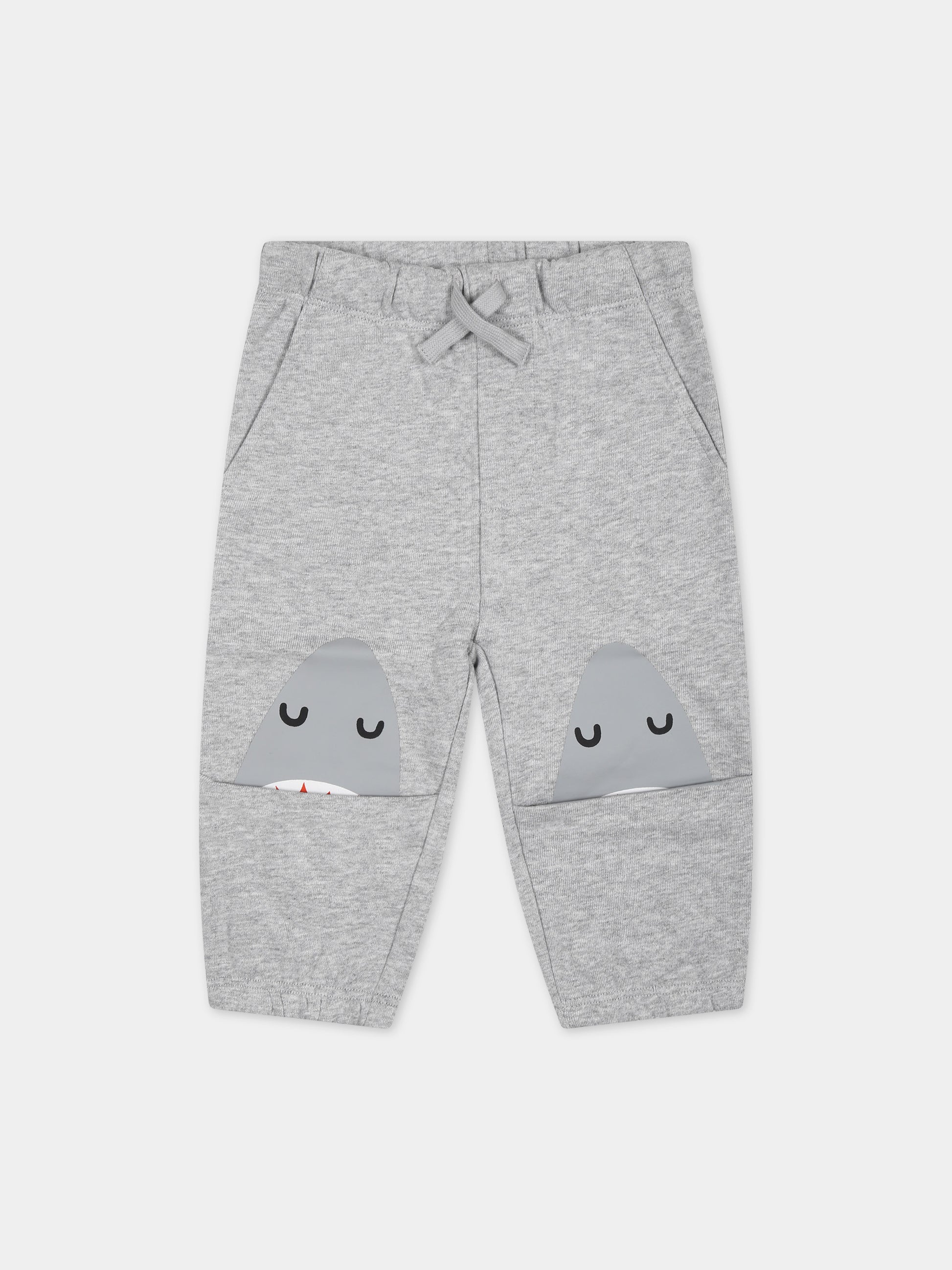 Pantaloni grigi per neonato con stampa pinne di squalo,Stella Mccartney Kids,TU6580 Z0499 807