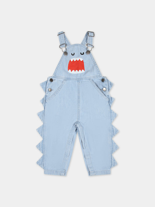 Salopette blu per neonato con squalo,Stella Mccartney Kids,TUA532 Z0522 601