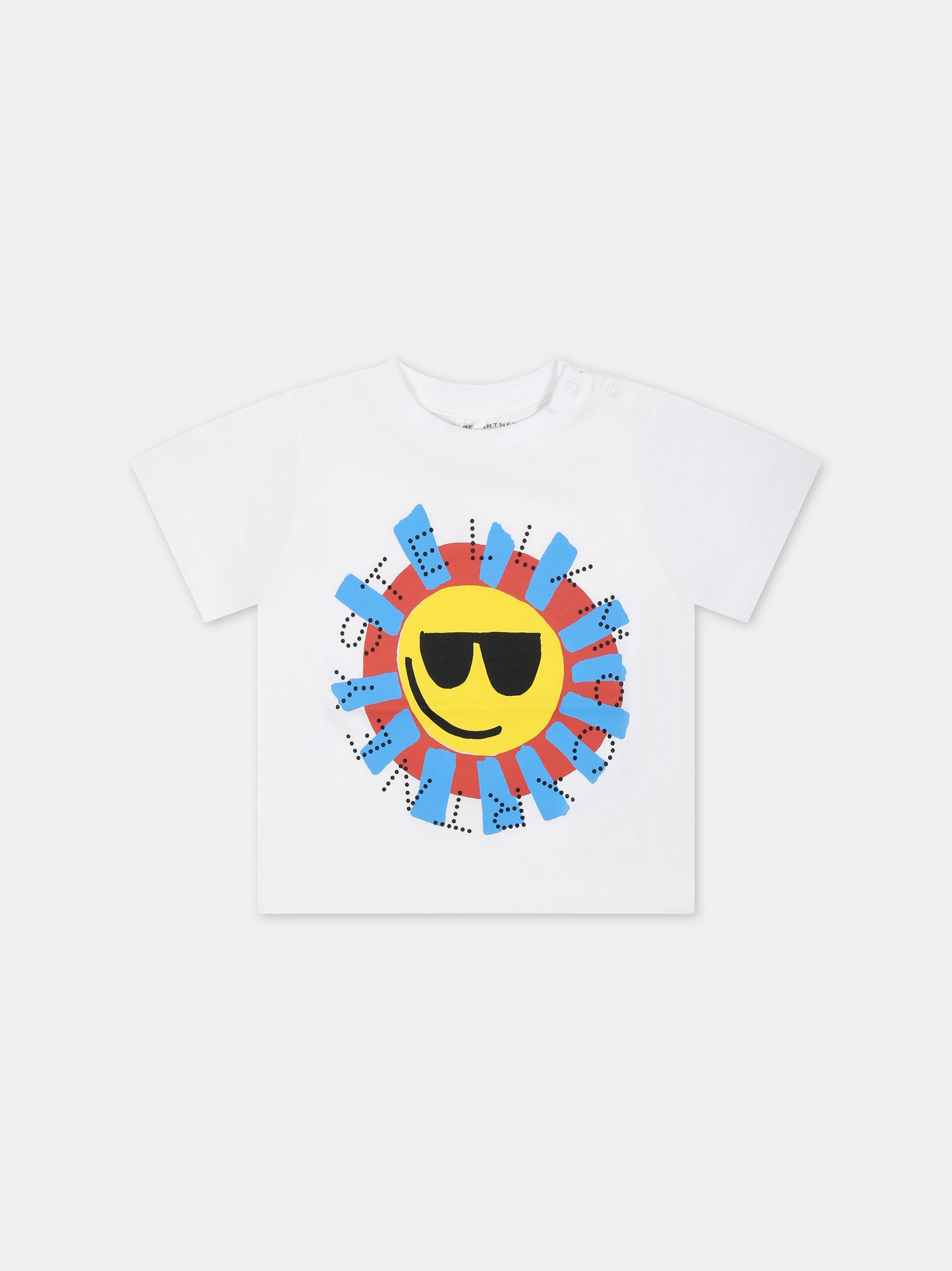 T-shirt bianca per neonato con sole,Stella Mccartney Kids,TU8631 Z0434 100