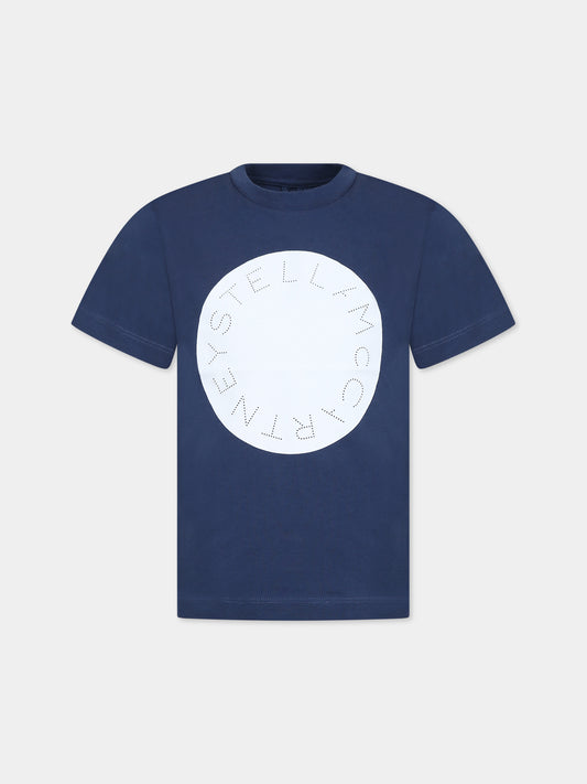 T-shirt blu per bambini con logo,Stella Mccartney Kids,TS8P01 Z0434 620-