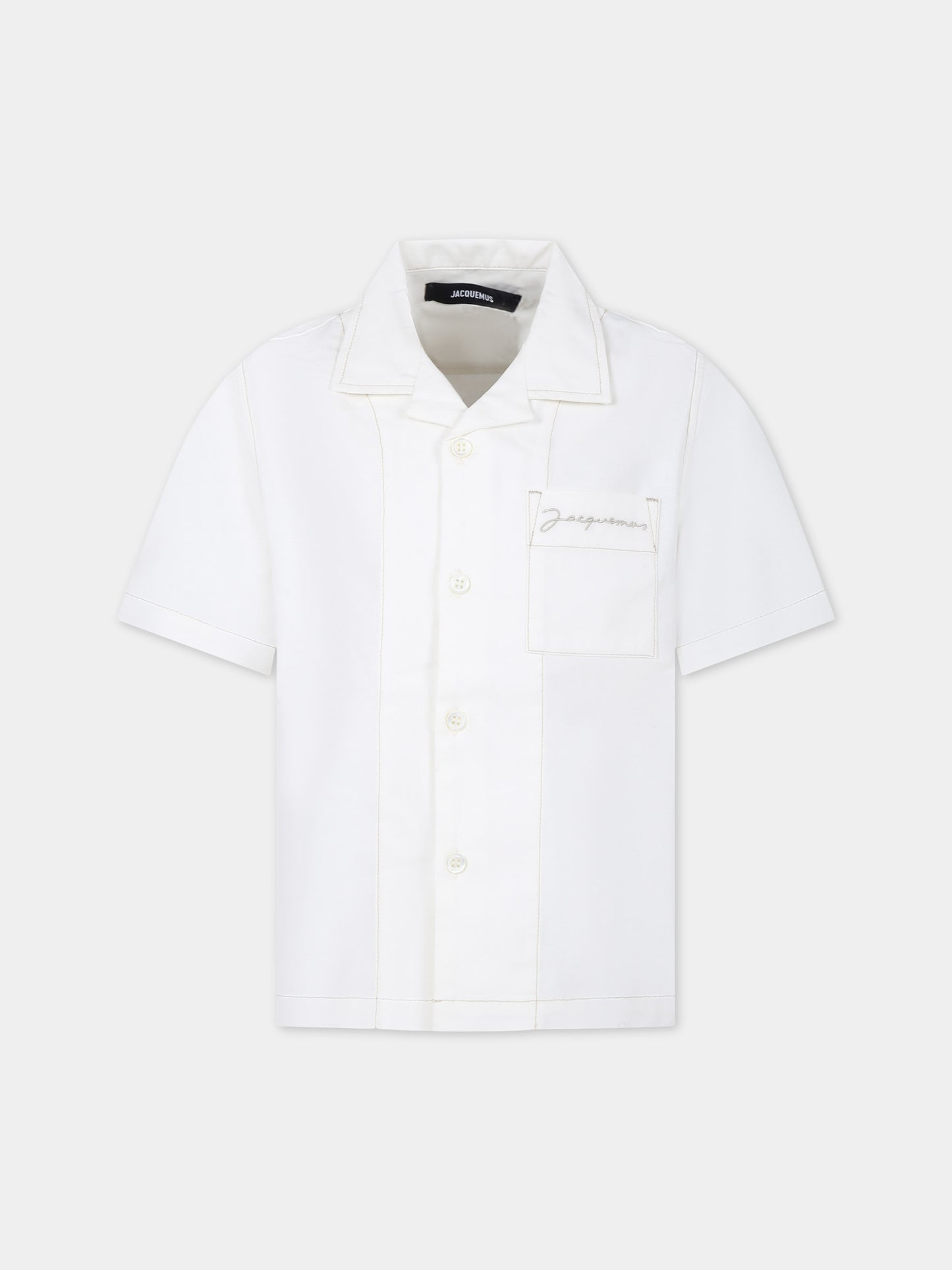 Ivory 'Jean' shirt for boy with logo,Jacquemus,Q00005 148
