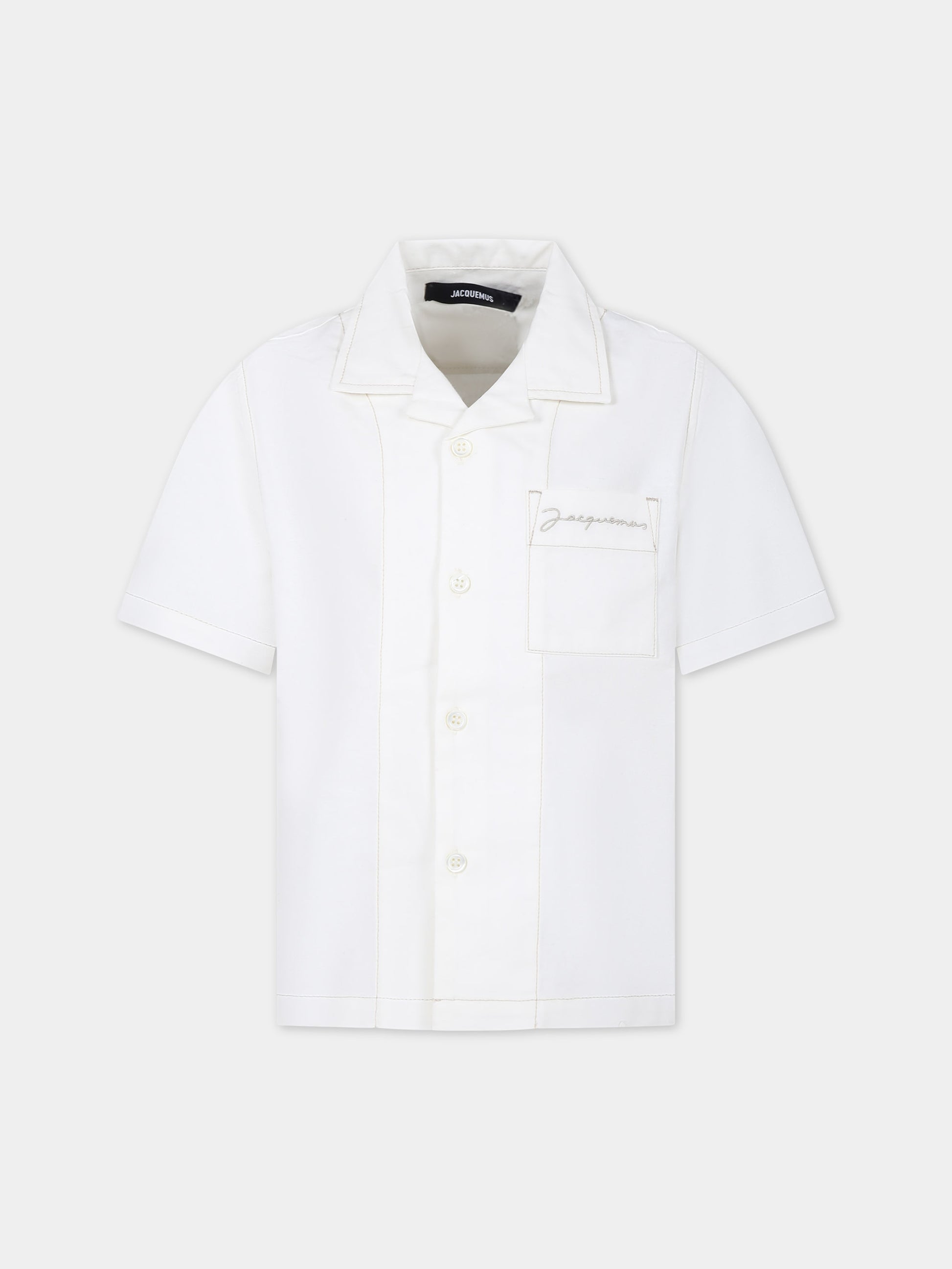 Ivory 'Jean' shirt for boy with logo,Jacquemus,Q00005 148