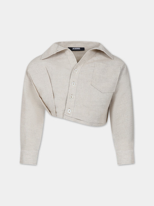 Camicia 'La Chemise Mejean' beige per bambina,Jacquemus,Q00060 237