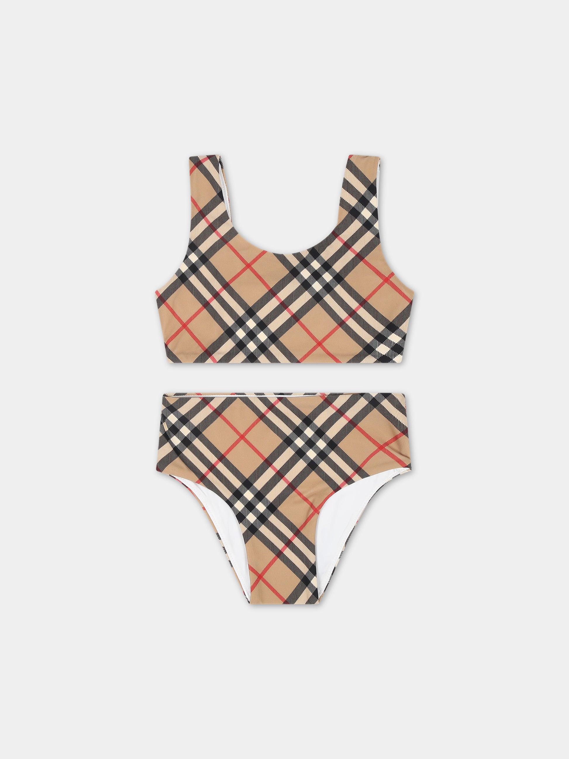 Bikini beige per neonata con check vintage,Burberry Kids,8081448 A7028