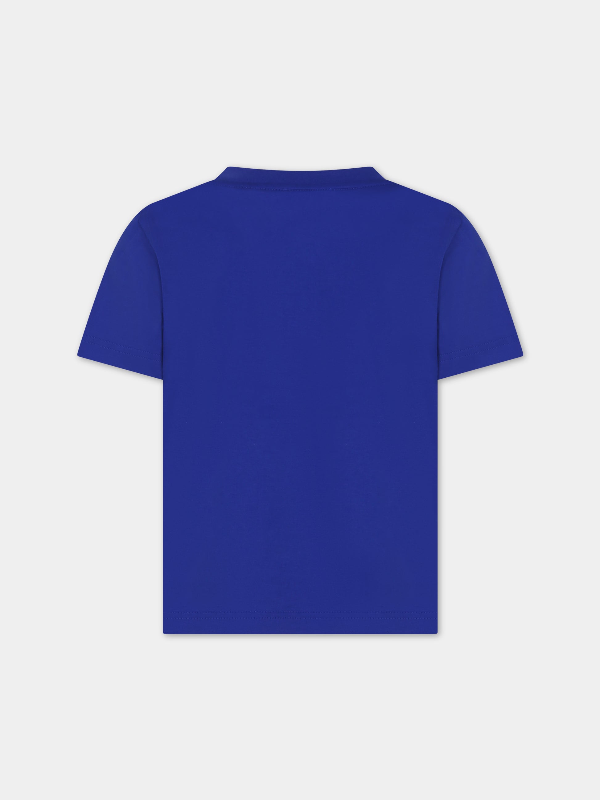 T-shirt blu per bambino con logo e cavaliere equestre,Burberry Kids,8077987 B7320