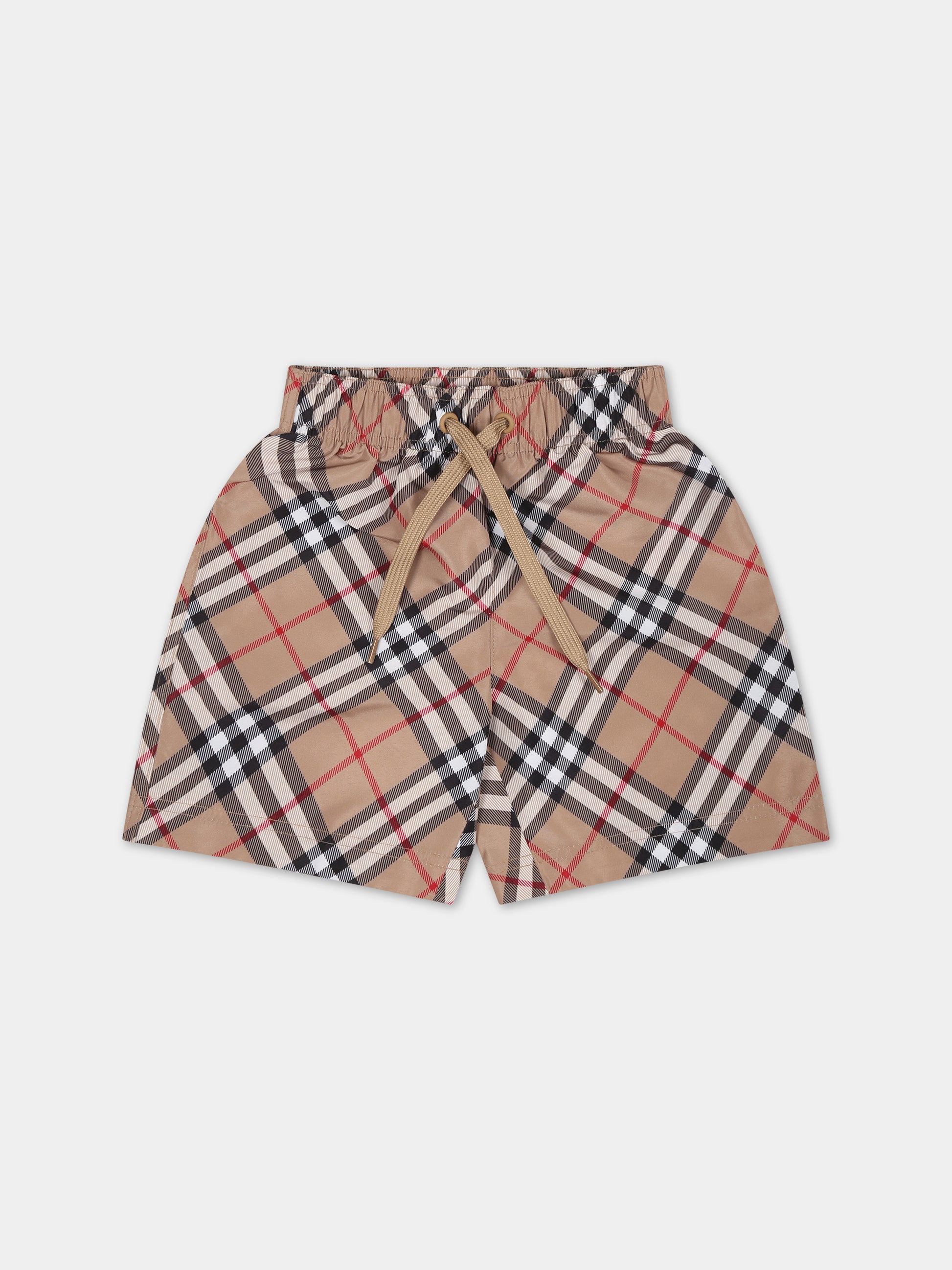 Boxer mare beige per neonato con check vintage,Burberry Kids,8078772 A7028