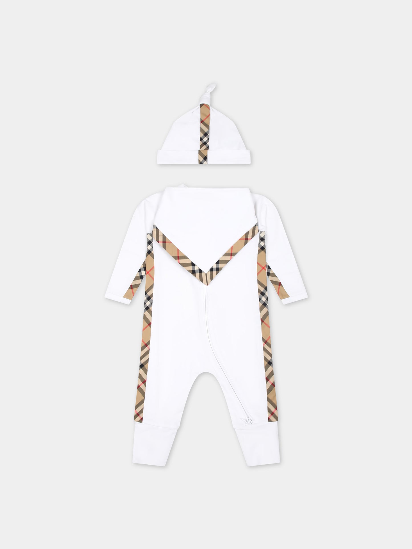 Set bianco per neonati con logo,Burberry Kids,8070264 A1464