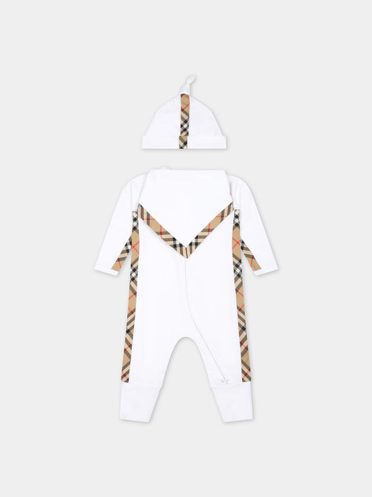 Set bianco per neonati con logo,Burberry Kids,8070264 A1464