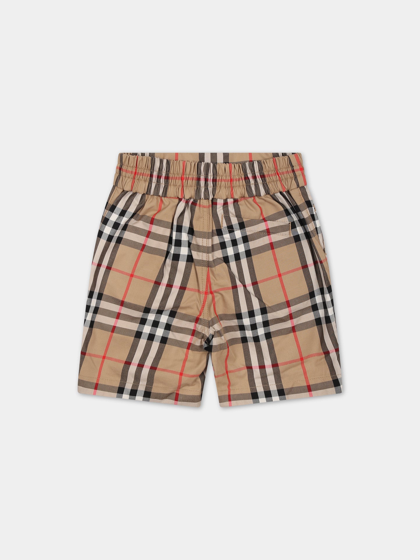 Shorts beige per neonato con iconico check vintage all-over,Burberry Kids,8078323 A7028