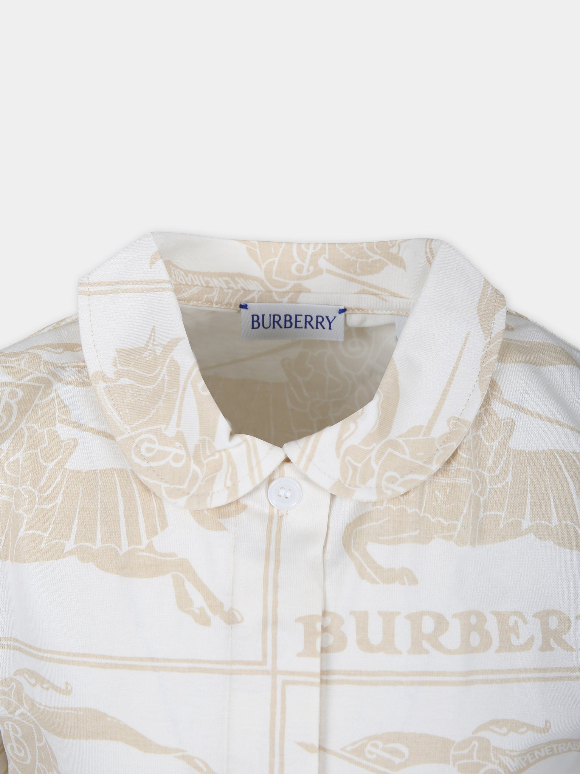 Vestito avorio per bambina con logo all-over,Burberry Kids,8078491 A7905