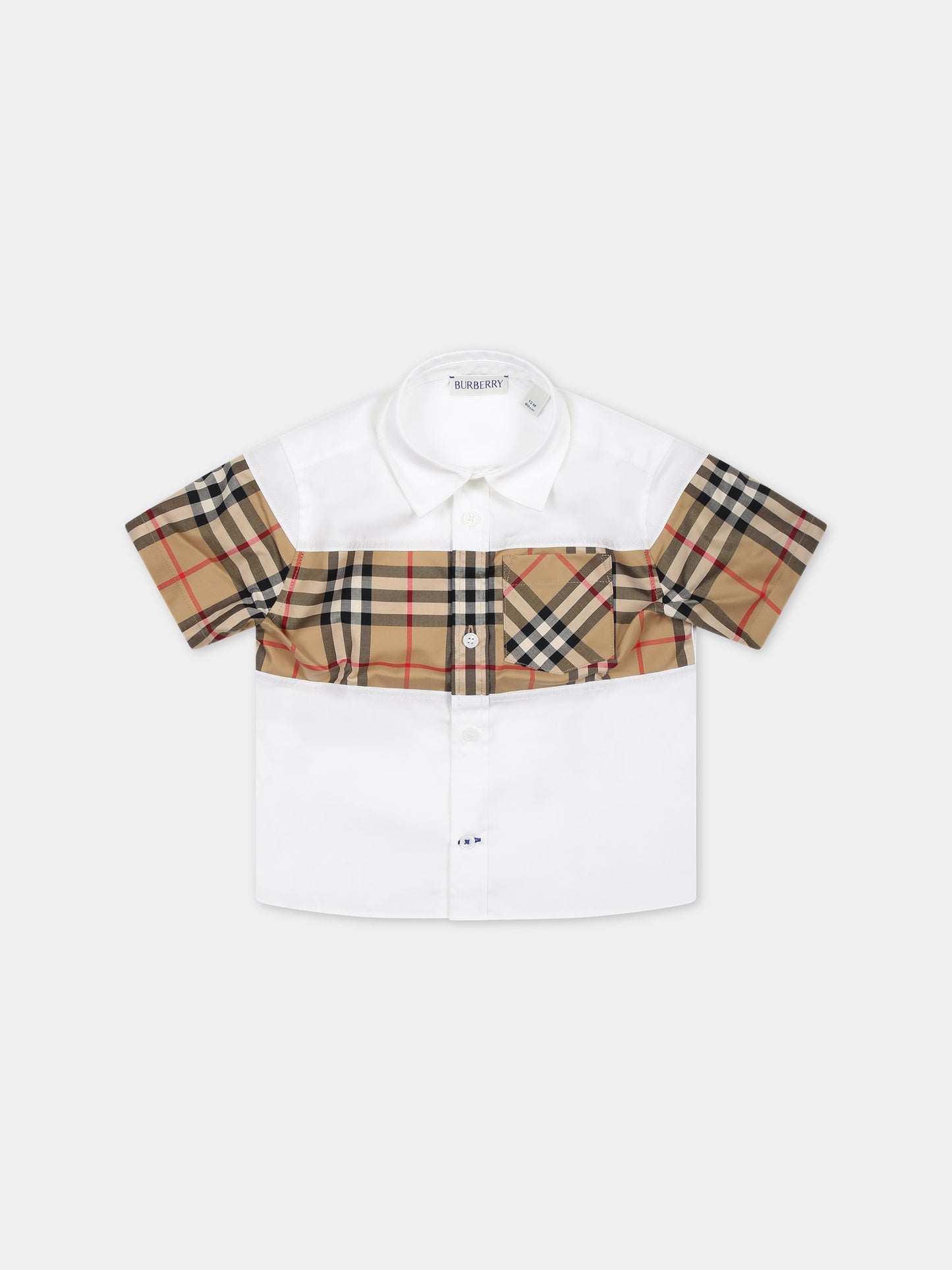 Camicia bianca per neonato con iconico check vintage,Burberry Kids,8078737 A1464
