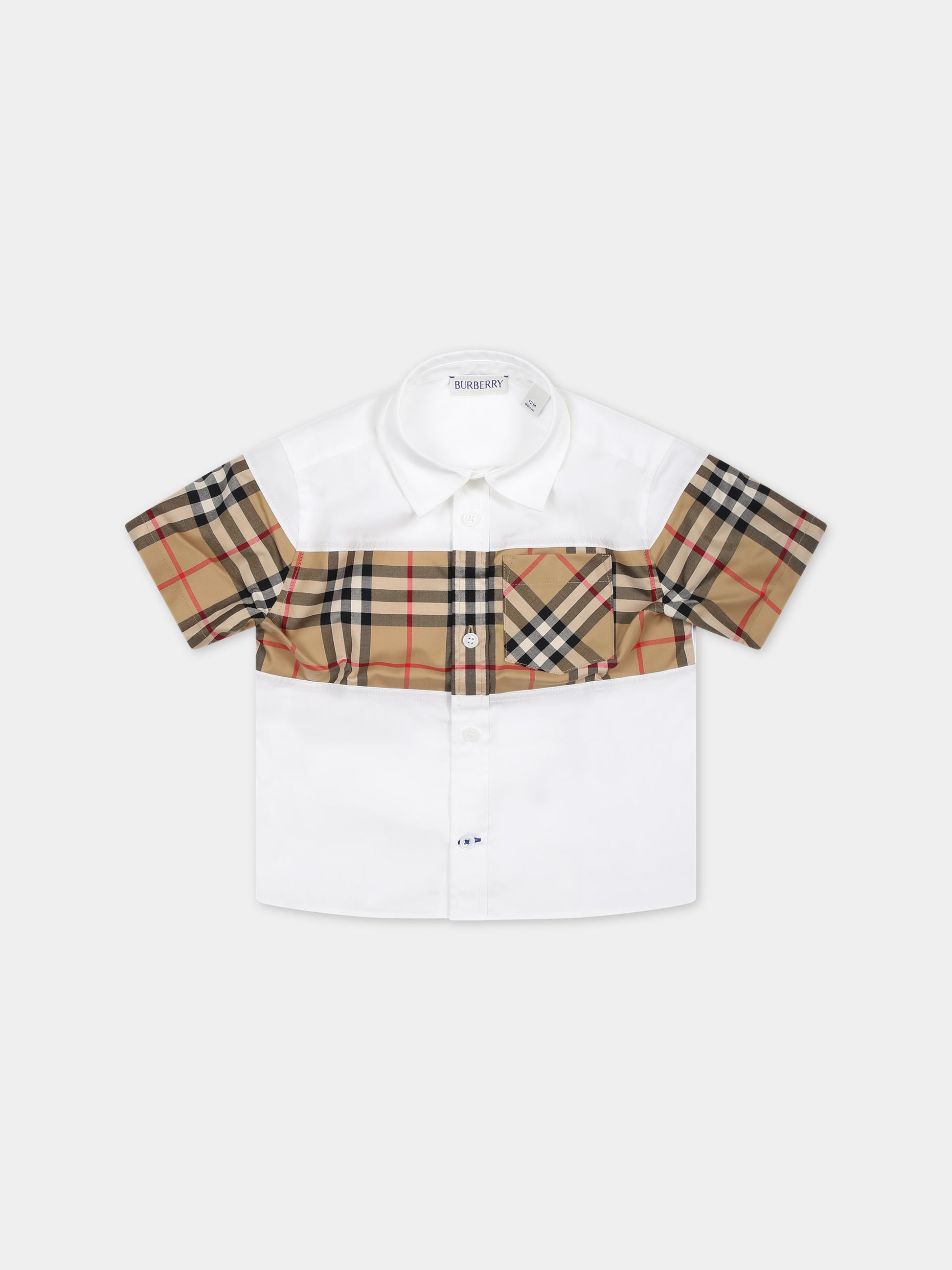 Camicia bianca per neonato con iconico check vintage,Burberry Kids,8078737 A1464