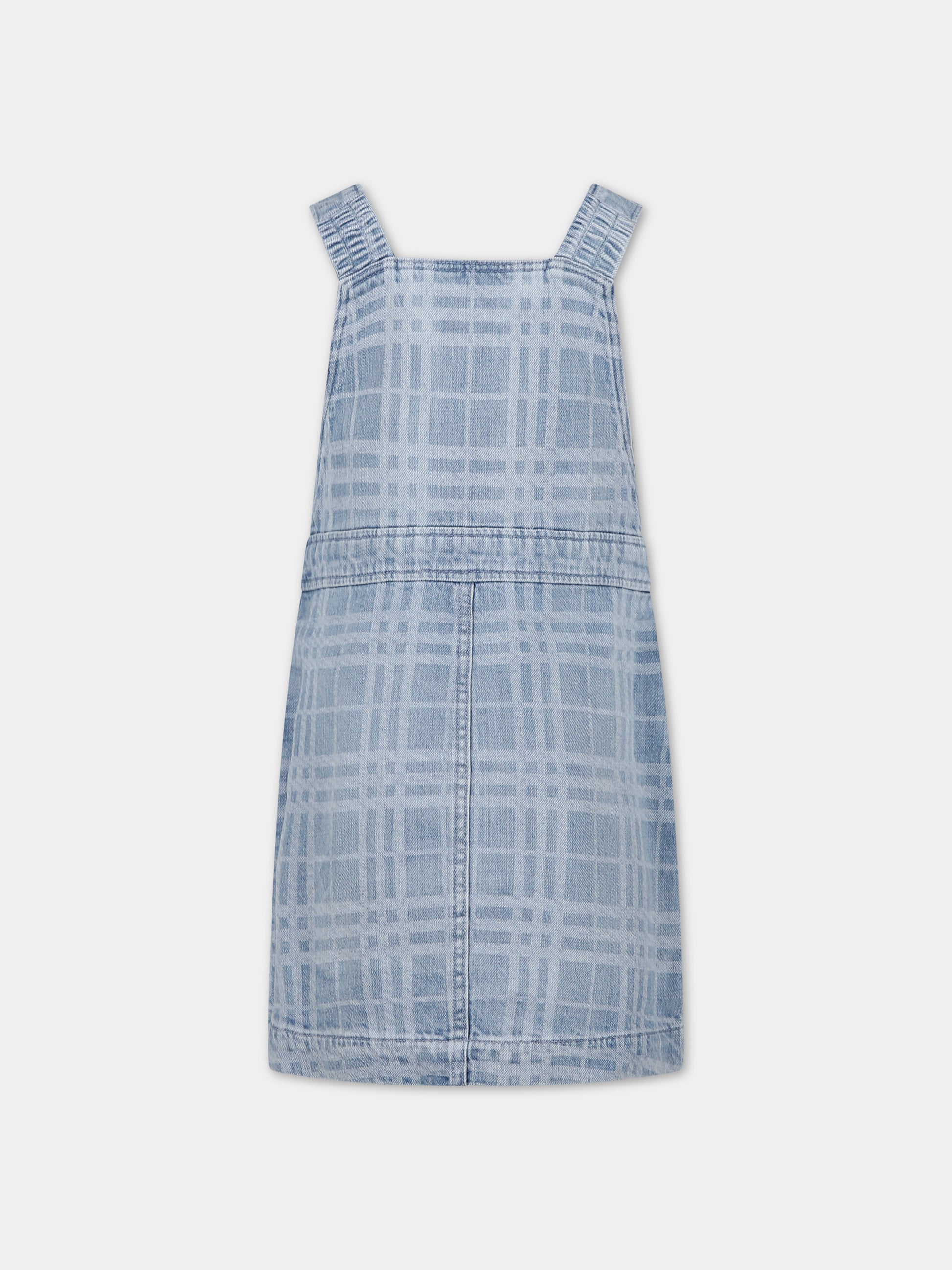 Salopette in denim per bambina con iconico check all-over,Burberry Kids,8072981 A6022