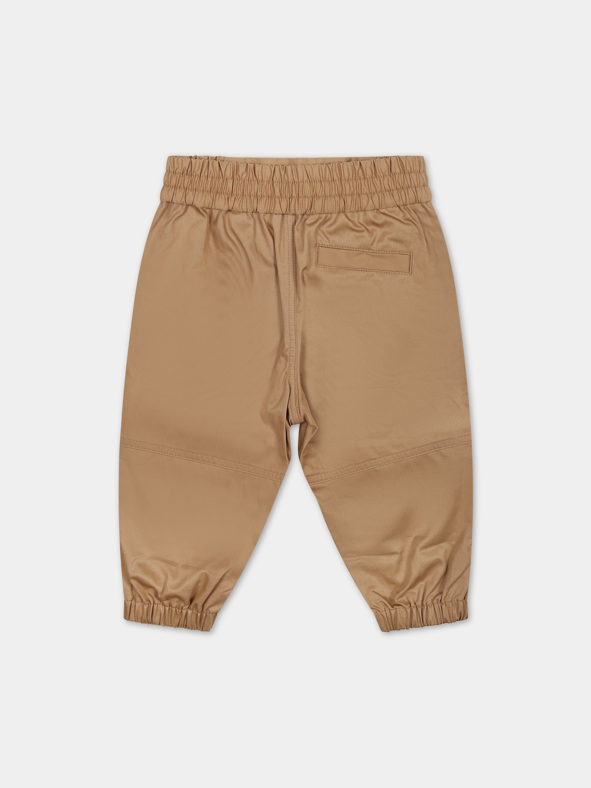 Pantaloni beige per neonato con logo,Burberry Kids,8078328 A7026