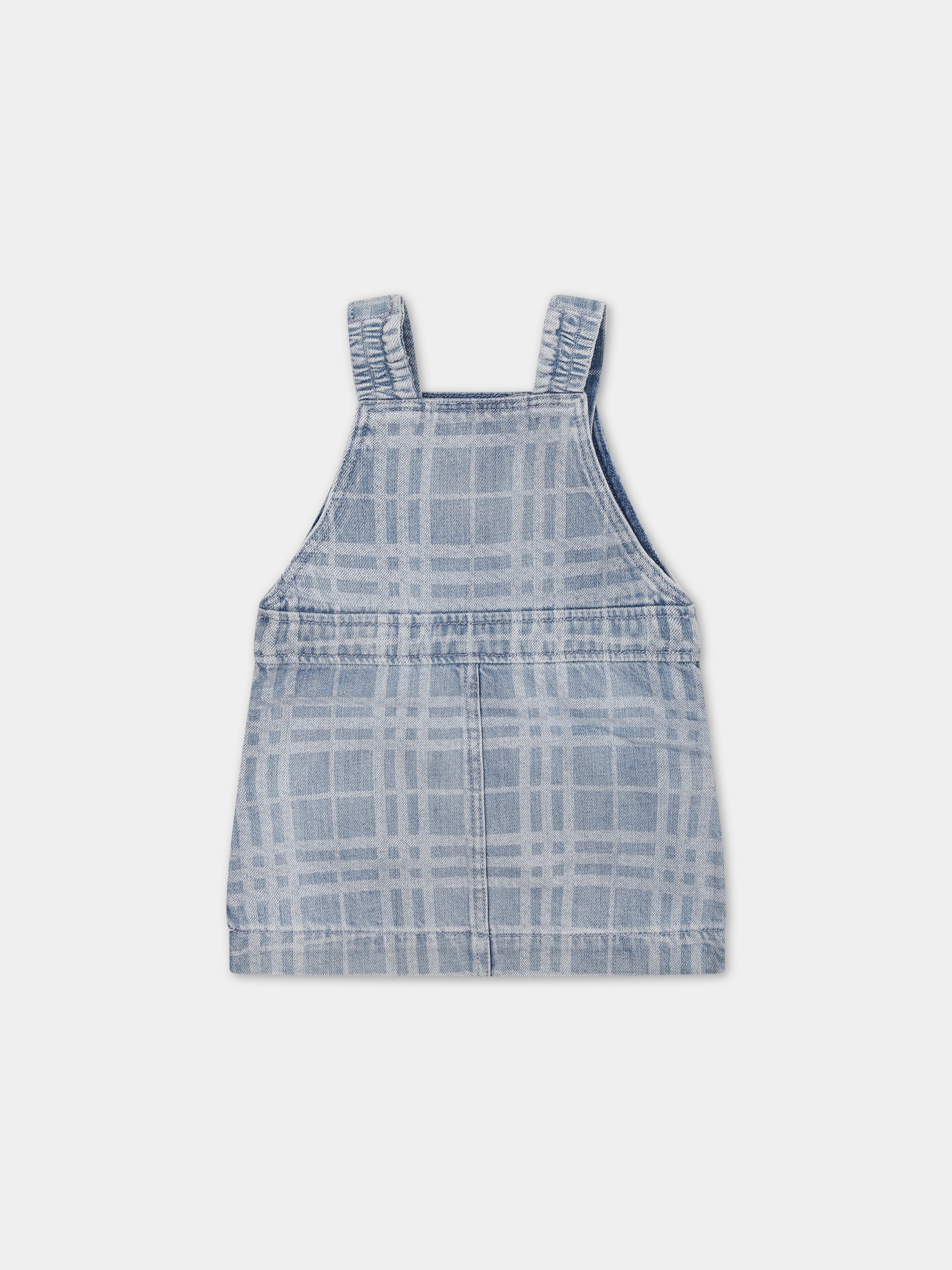 Salopette in denim per neonata con iconico check all-over,Burberry Kids,8072985 A6022