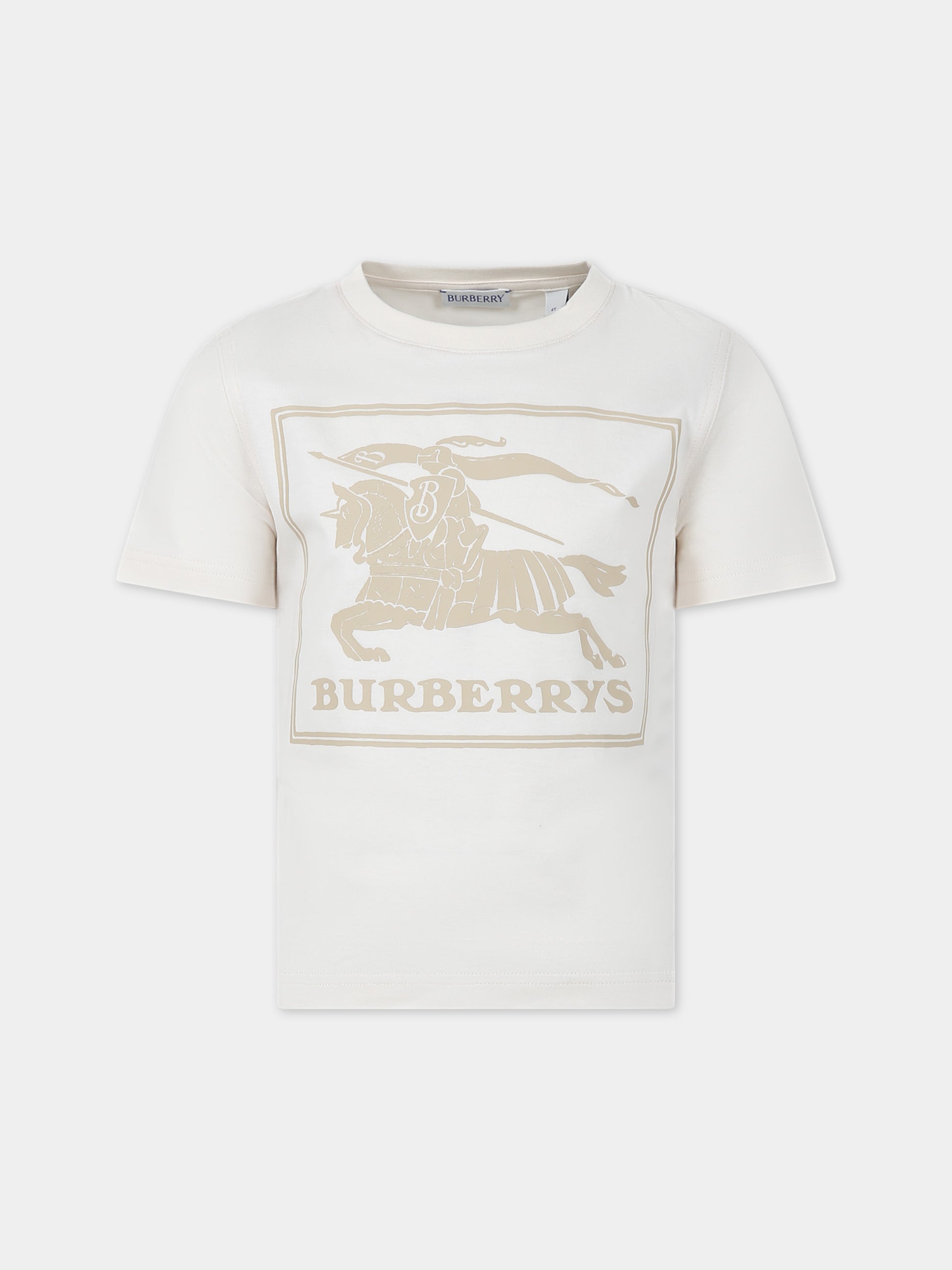 T-shirt beige per bambino con iconico logo,Burberry Kids,8077991 A7733
