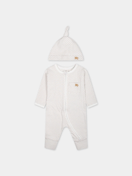 Set bianco per neonati con pois e logo,Burberry Kids,8078864 A7168