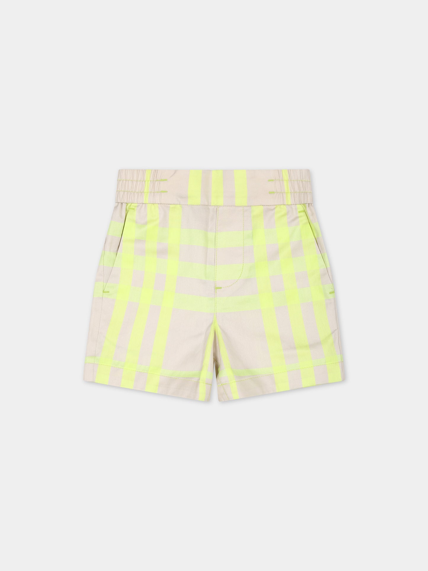 Shorts beige per neonato con check,Burberry Kids,8078771 B8263