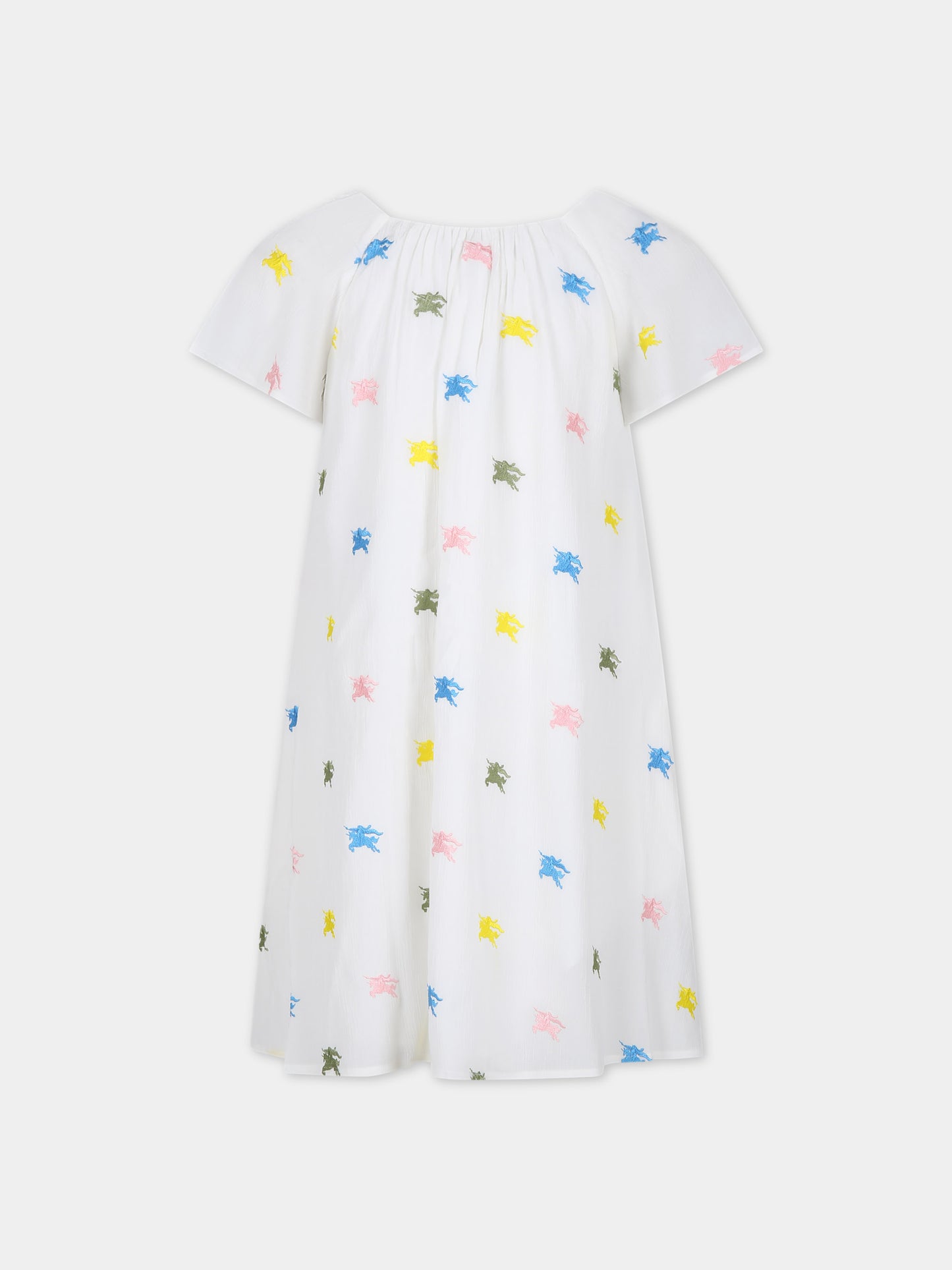 Vestito bianco per bambina con cavaliere equestre,Burberry Kids,8078413 A5127