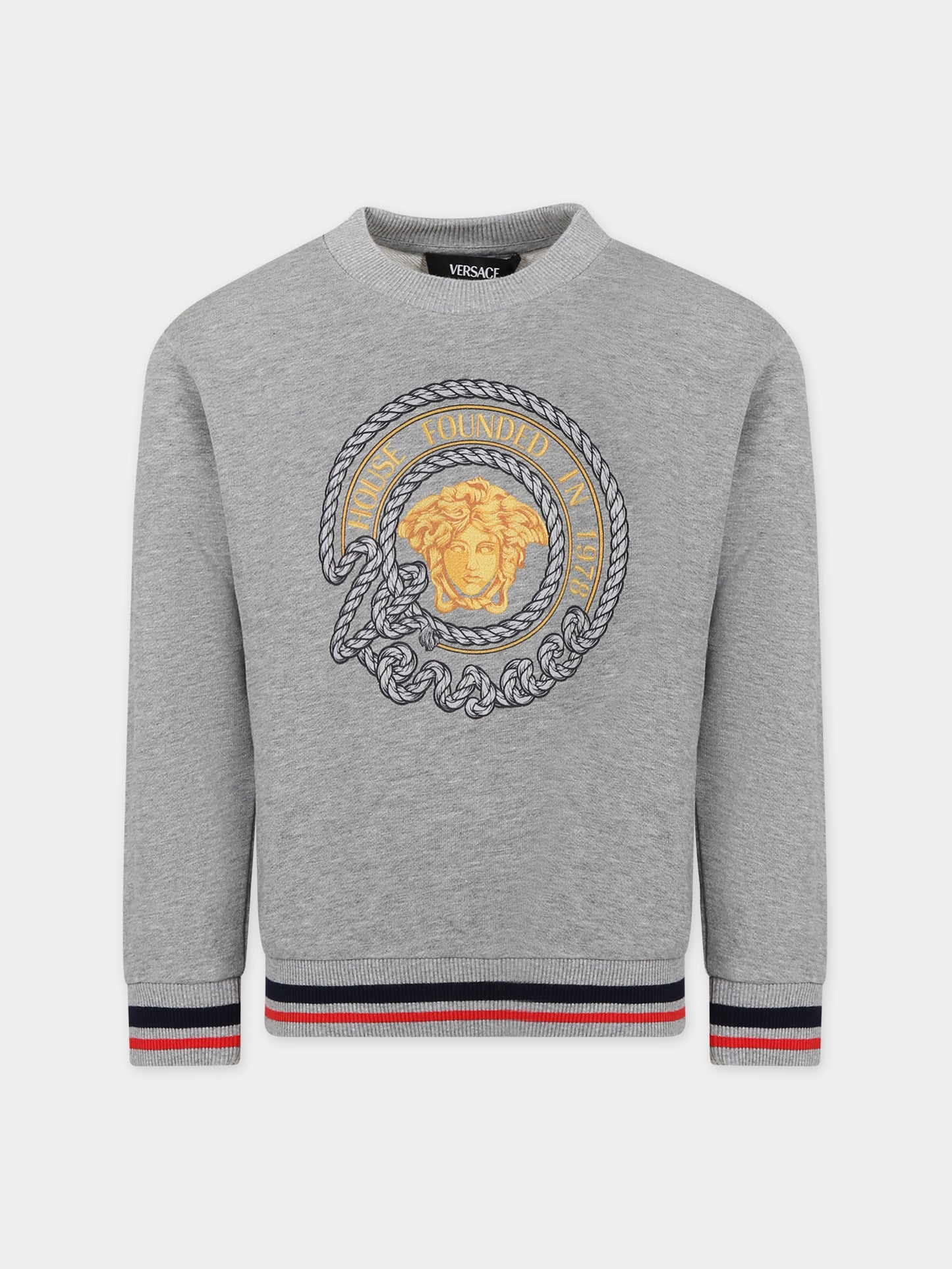 Felpa grigia per bambino con Medusa,Versace,1000132 1A09825 2EG40