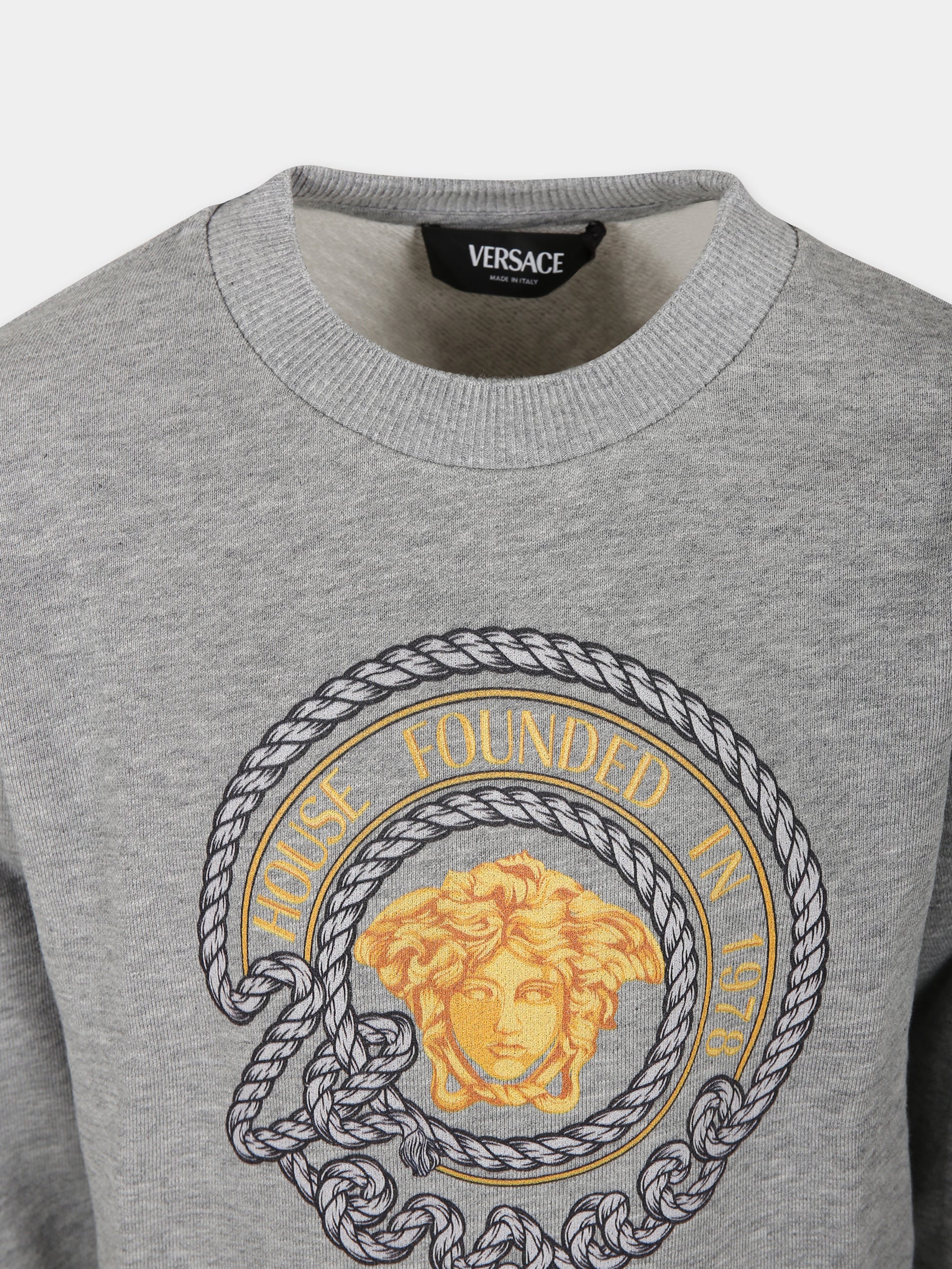 Felpa grigia per bambino con Medusa,Versace,1000132 1A09825 2EG40