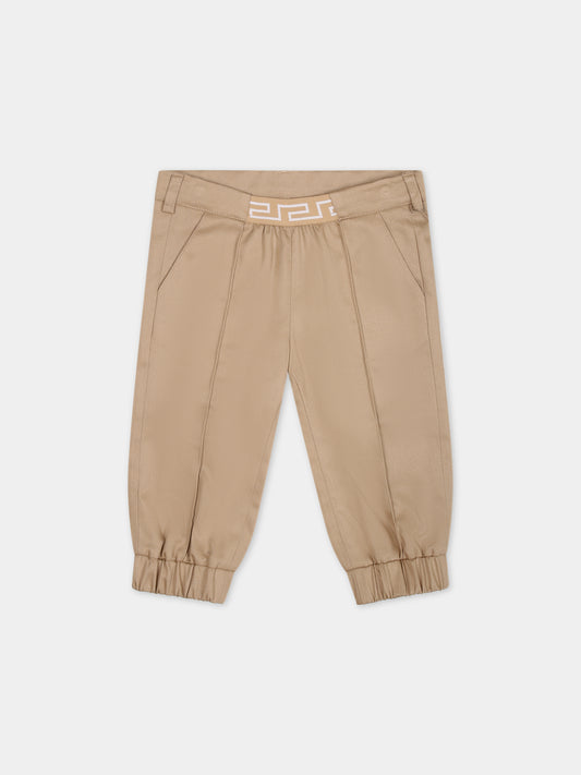 Pantaloni beige per neonato con logo,Versace,1012733 1A09209 1K020