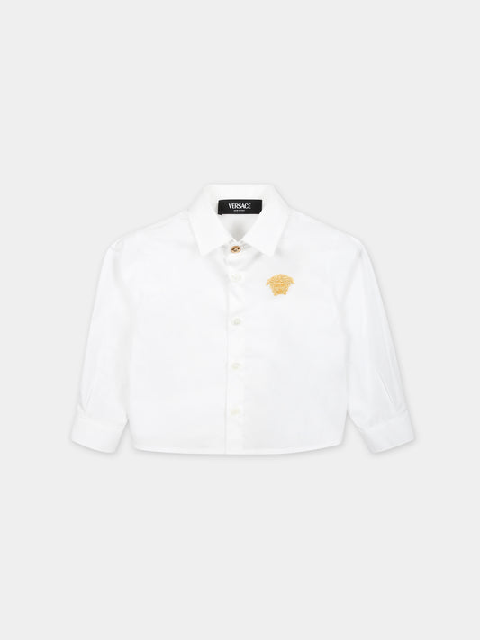 Camicia bianca per neonato con iconica Medusa,Versace,1013983 1A09715 2W110