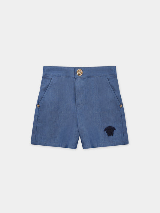 Shorts in denim per neonato con iconica Medusa,Versace,1013989 1A09738 2D930