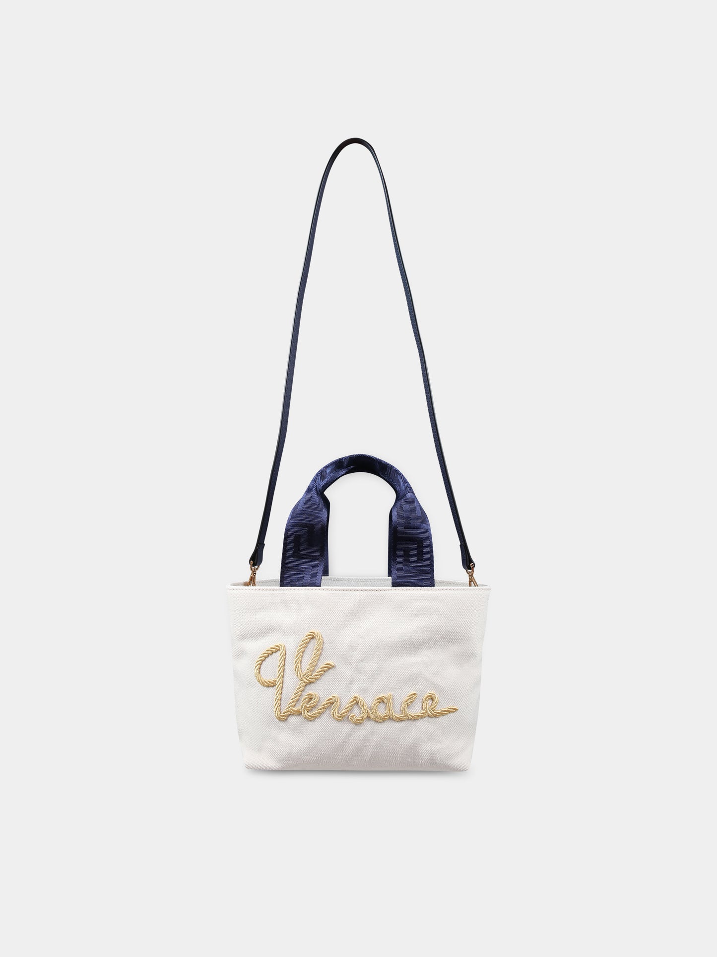 Borsa avorio per neonati con logo,Versace,1007937 1A09752 2KF5V