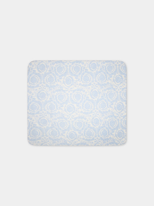 Coperta celeste per neonato con stampa barocco,Versace,1000092 1A09524 2WK10