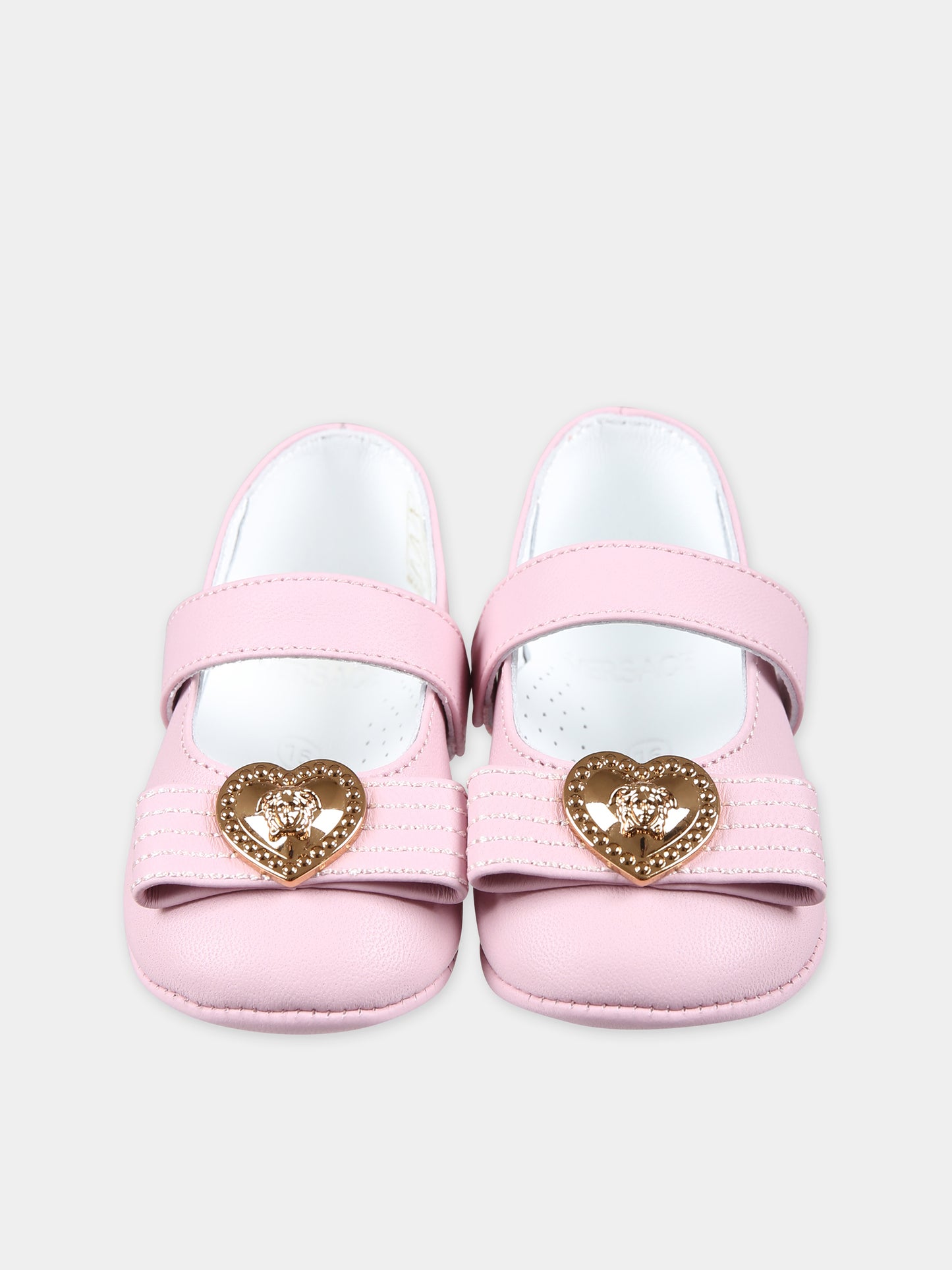 Ballerine rosa per neonata con cuore e Medusa,Versace,1014195 1A00201 1PR2V