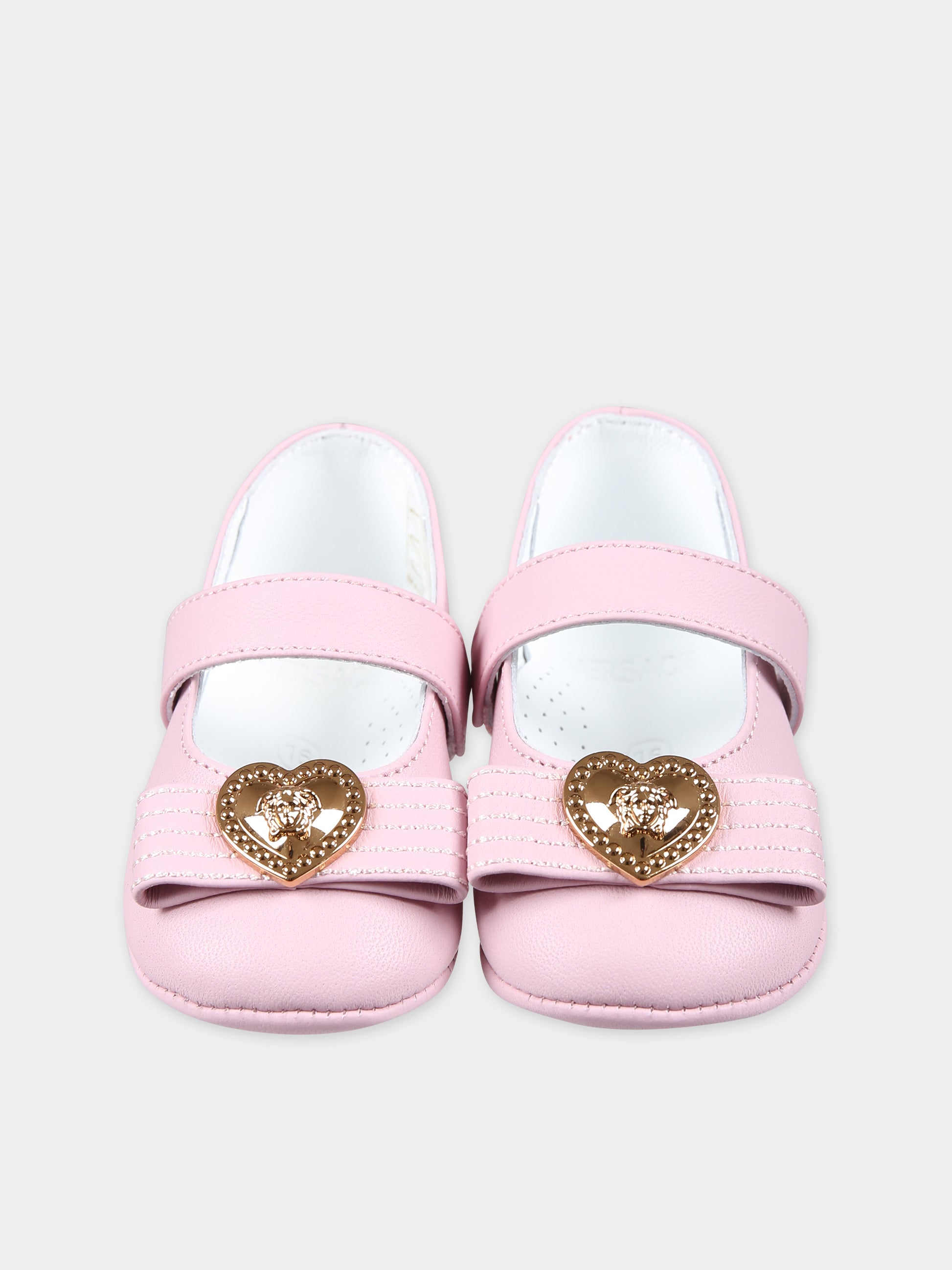 Ballerine rosa per neonata con cuore e Medusa,Versace,1014195 1A00201 1PR2V