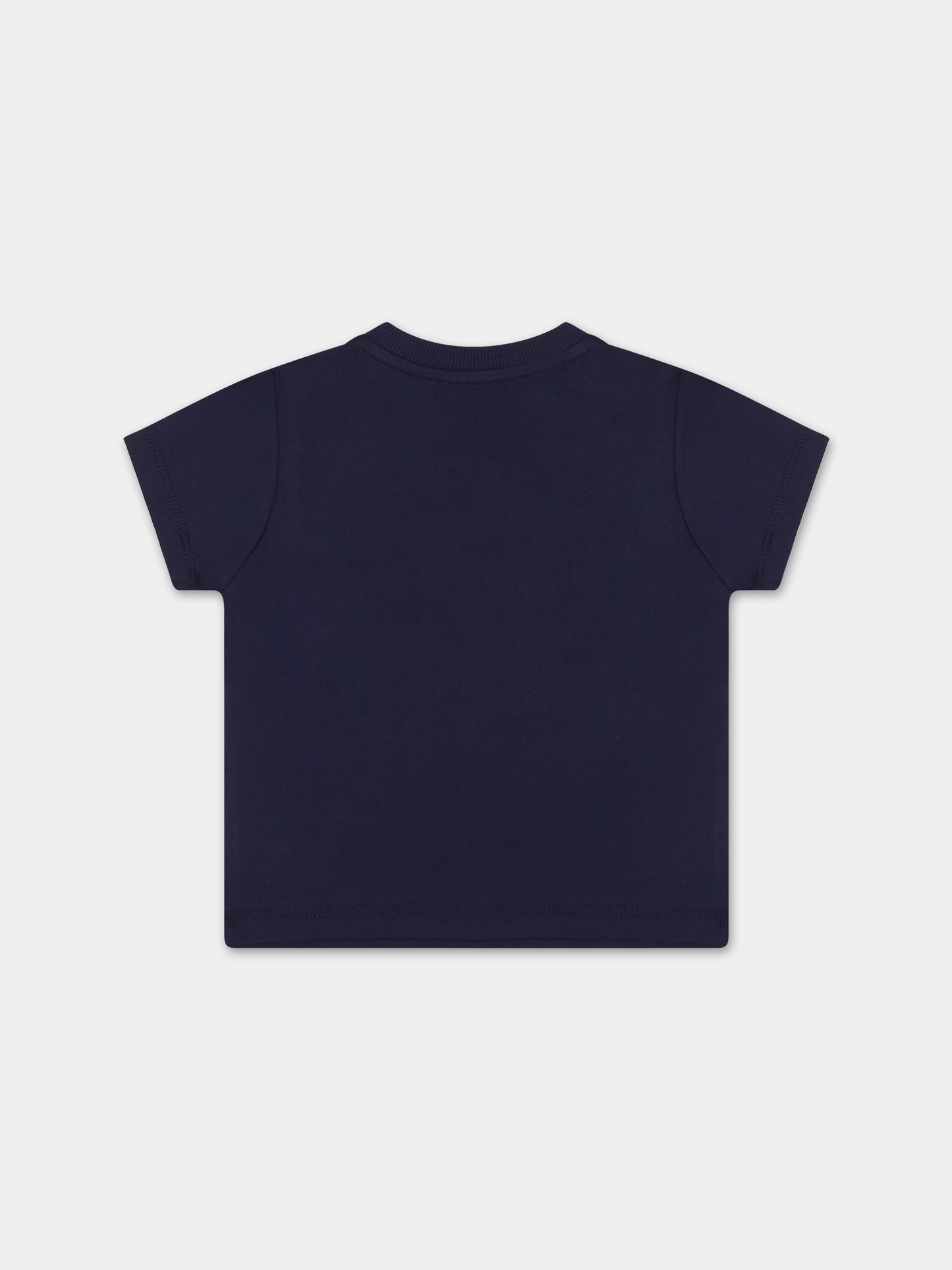 T-shirt blu per neonati con Teddy Bear e stampa,Moschino Kids,MMM031 LBA08 40016