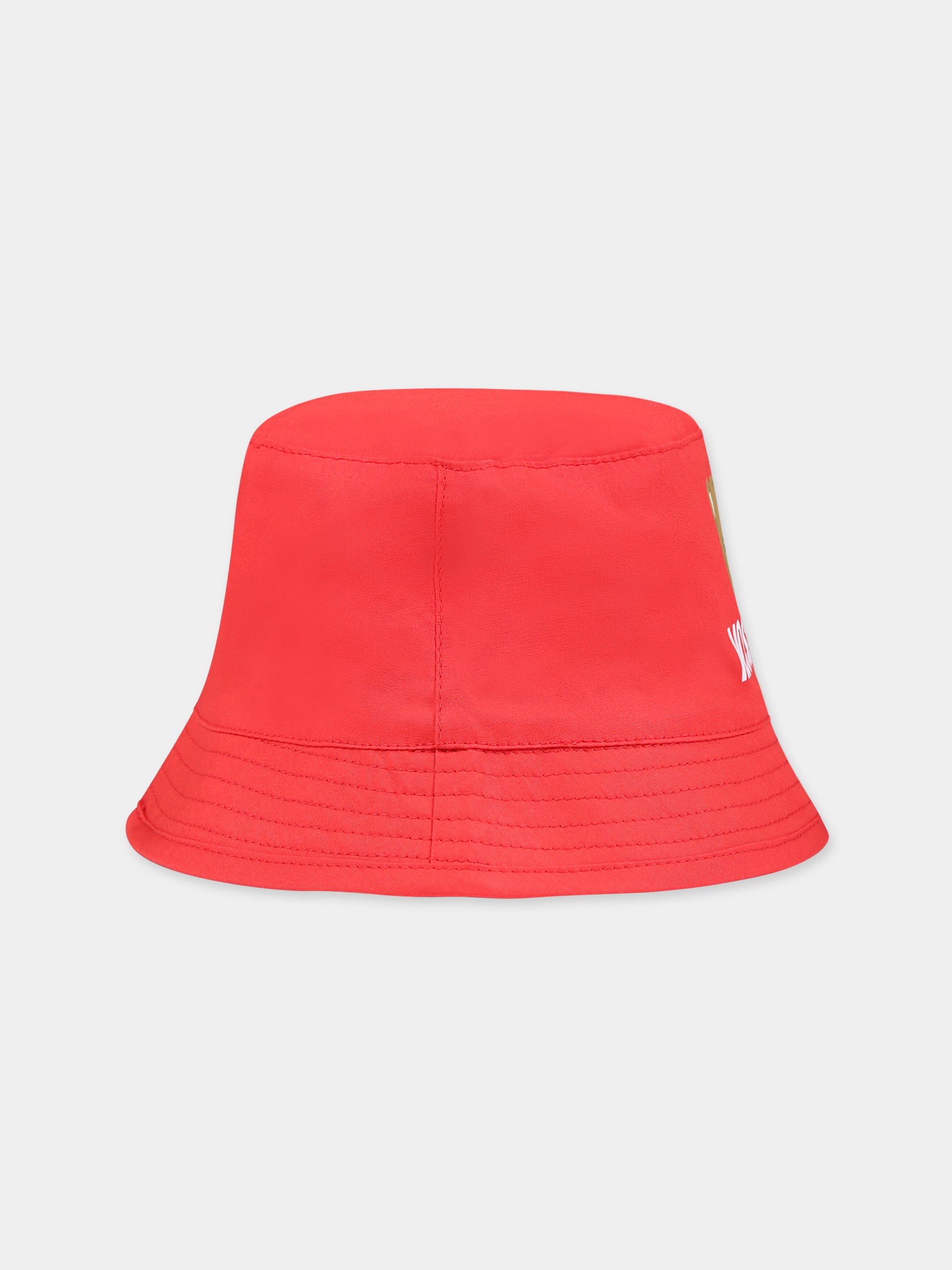 Cloche rossa per neonati con Teddy Bear e logo,Moschino Kids,MMX04A LMA01 50109