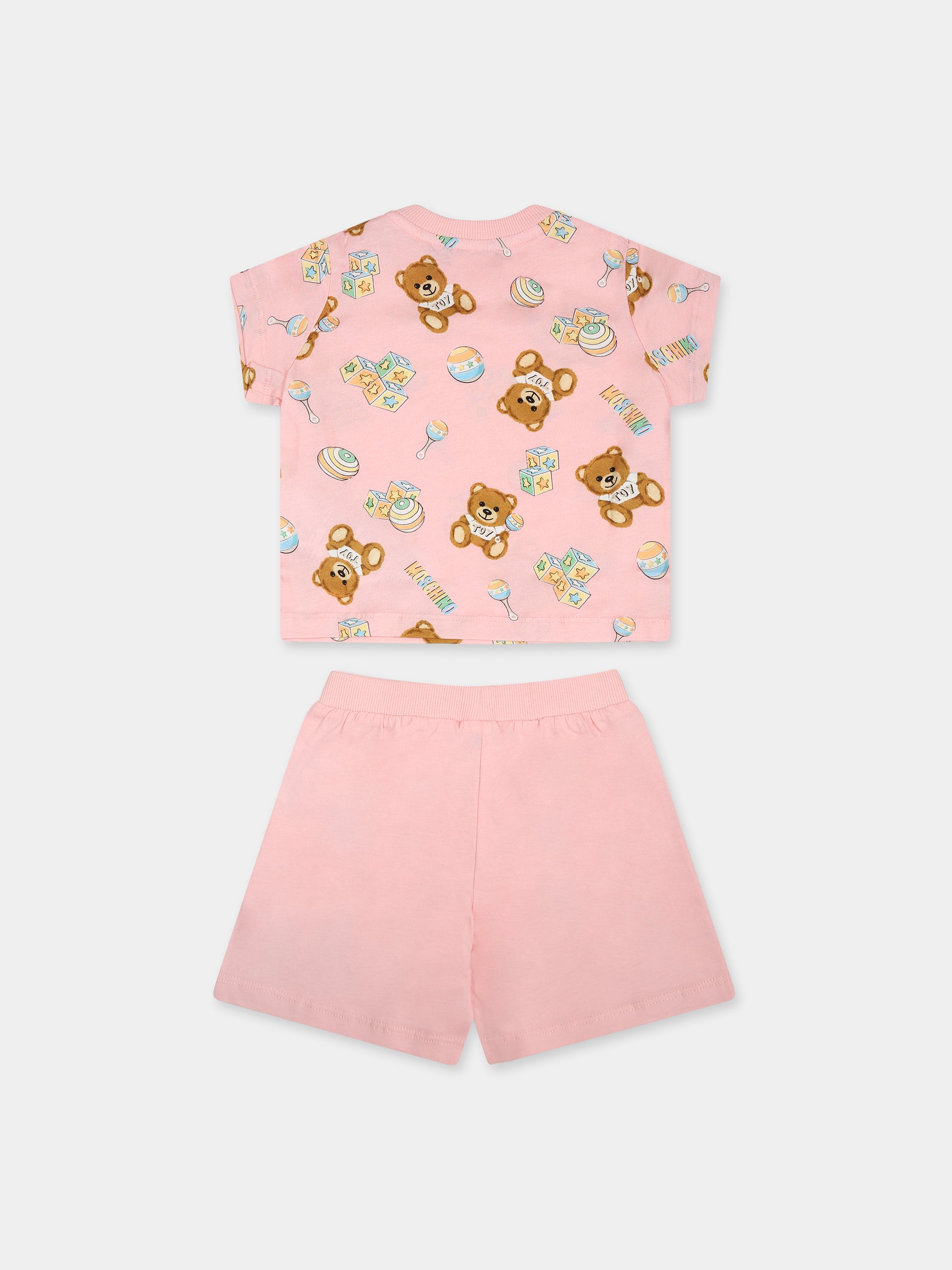 Completo rosa per neonata con Teddy Bear,Moschino Kids,MQG003 LAB59 84485