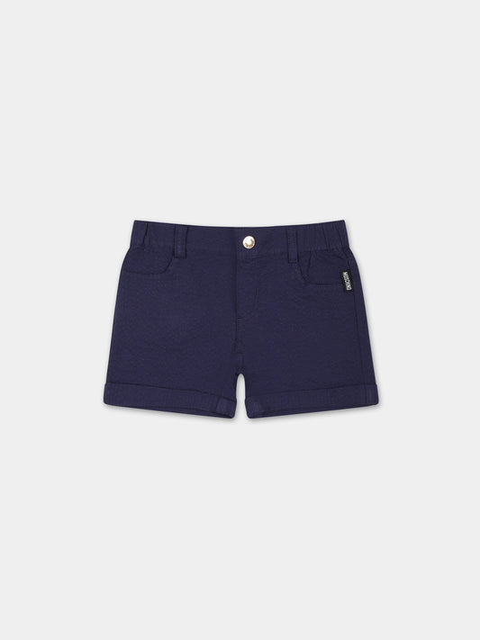 Shorts blu per neonato con patch logato,Moschino Kids,MUQ00T LZA15 40016