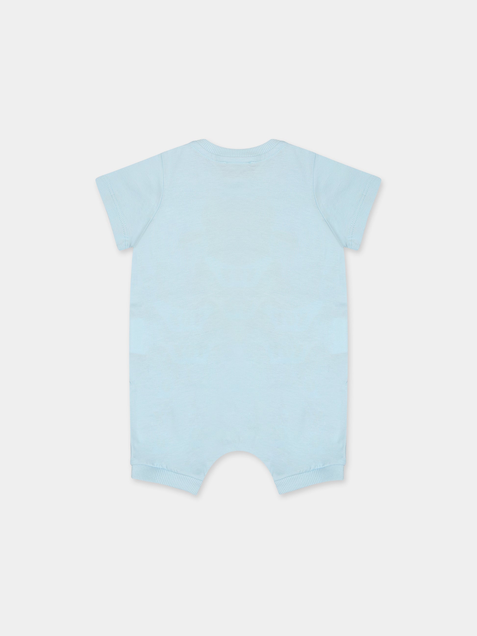 Pagliaccetto celeste per neonato con Teddy bear e logo,Moschino Kids,MUT037 LAA03 40304