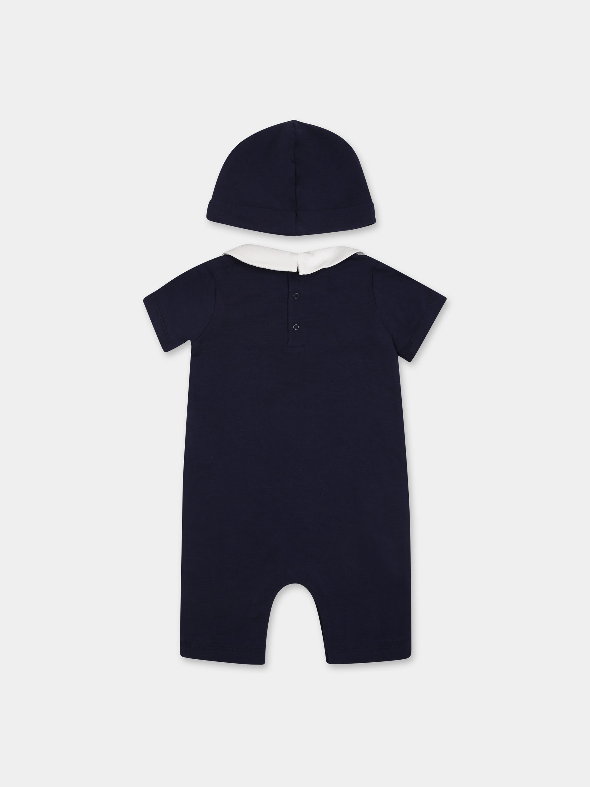 Set blu per neonati con Teddy bear e logo,Moschino Kids,MUY056 LBA10 40016