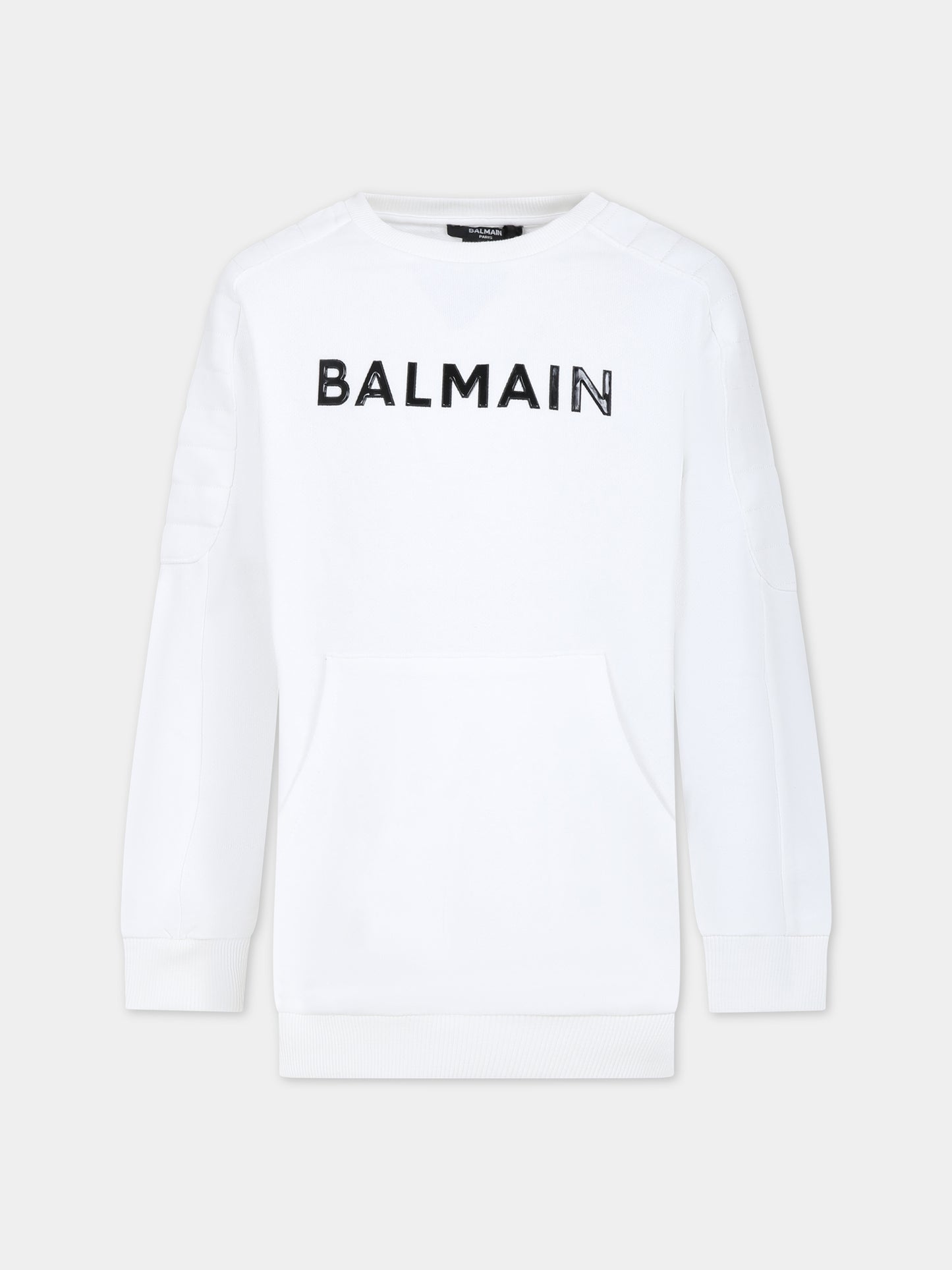 Felpa bianca per bambina con logo,Balmain Kids,BS4P10 Z0001 100NE