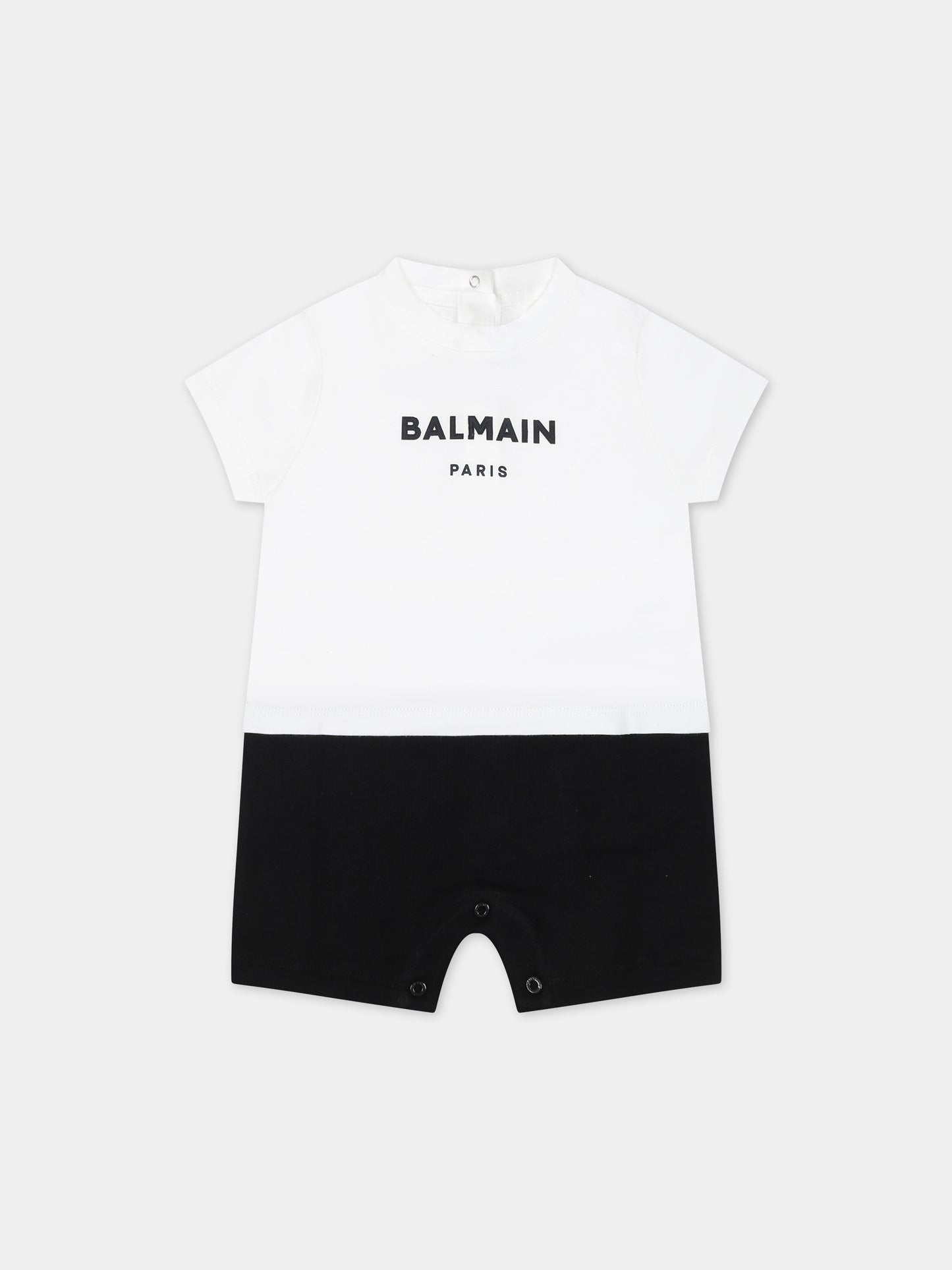 Pagliaccetto nero per neonati con logo,Balmain Kids,BSA521 Z0001 100NE