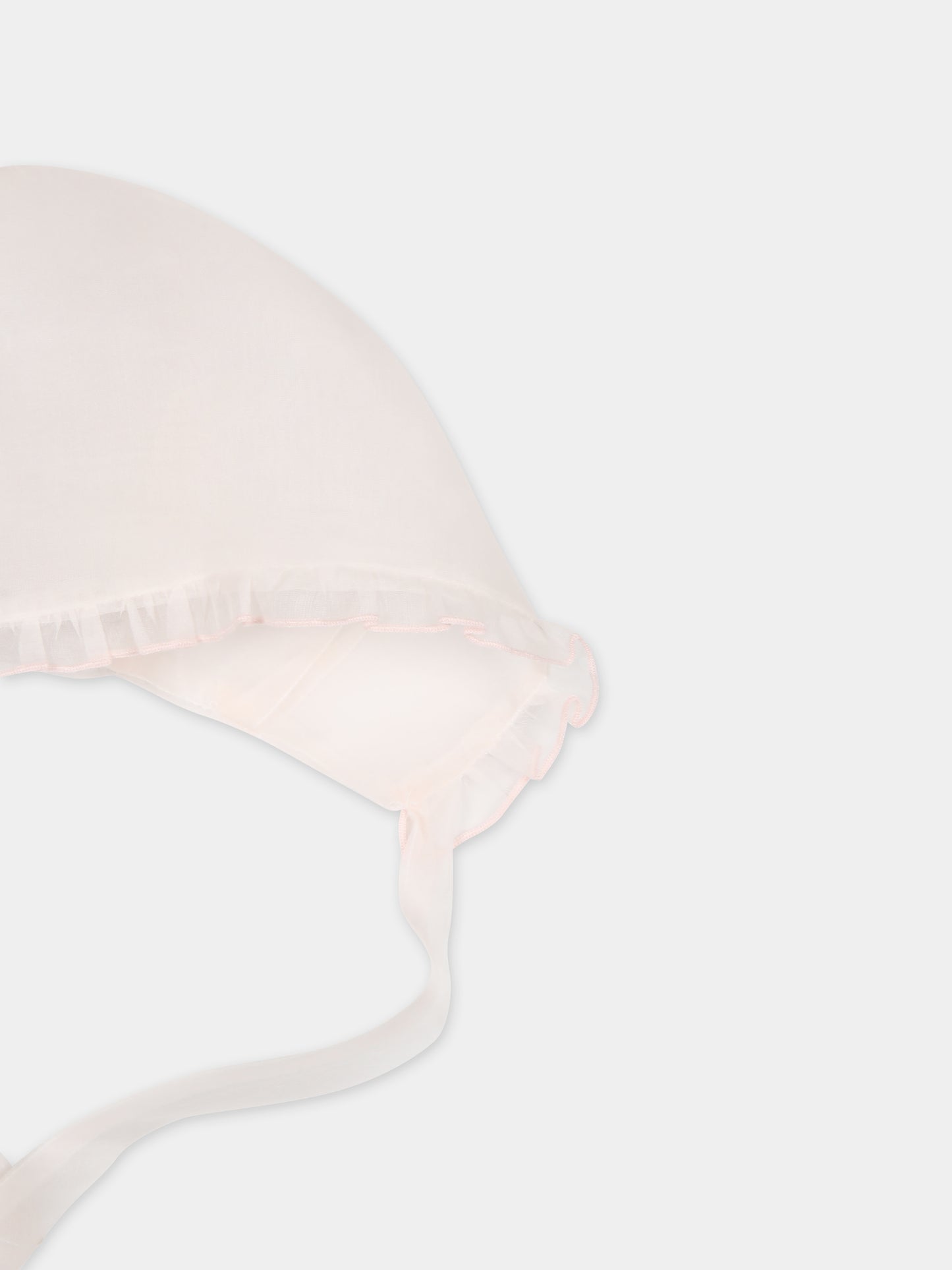 Cuffia rosa per neonata con rouche,La Stupenderia,CBCP56O23