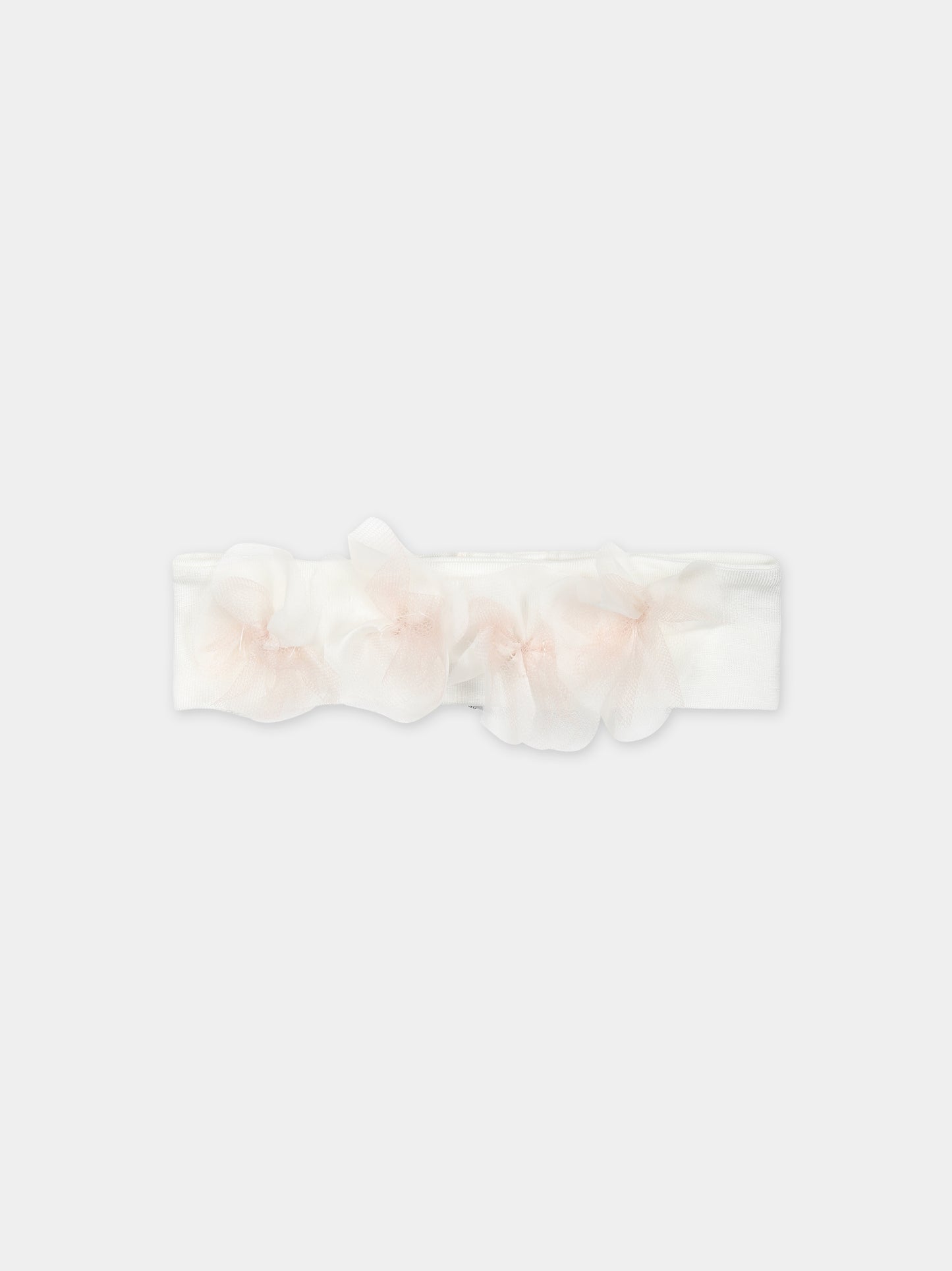 Fascia bianca per neonata con fiori,La Stupenderia,ABFA62PIN
