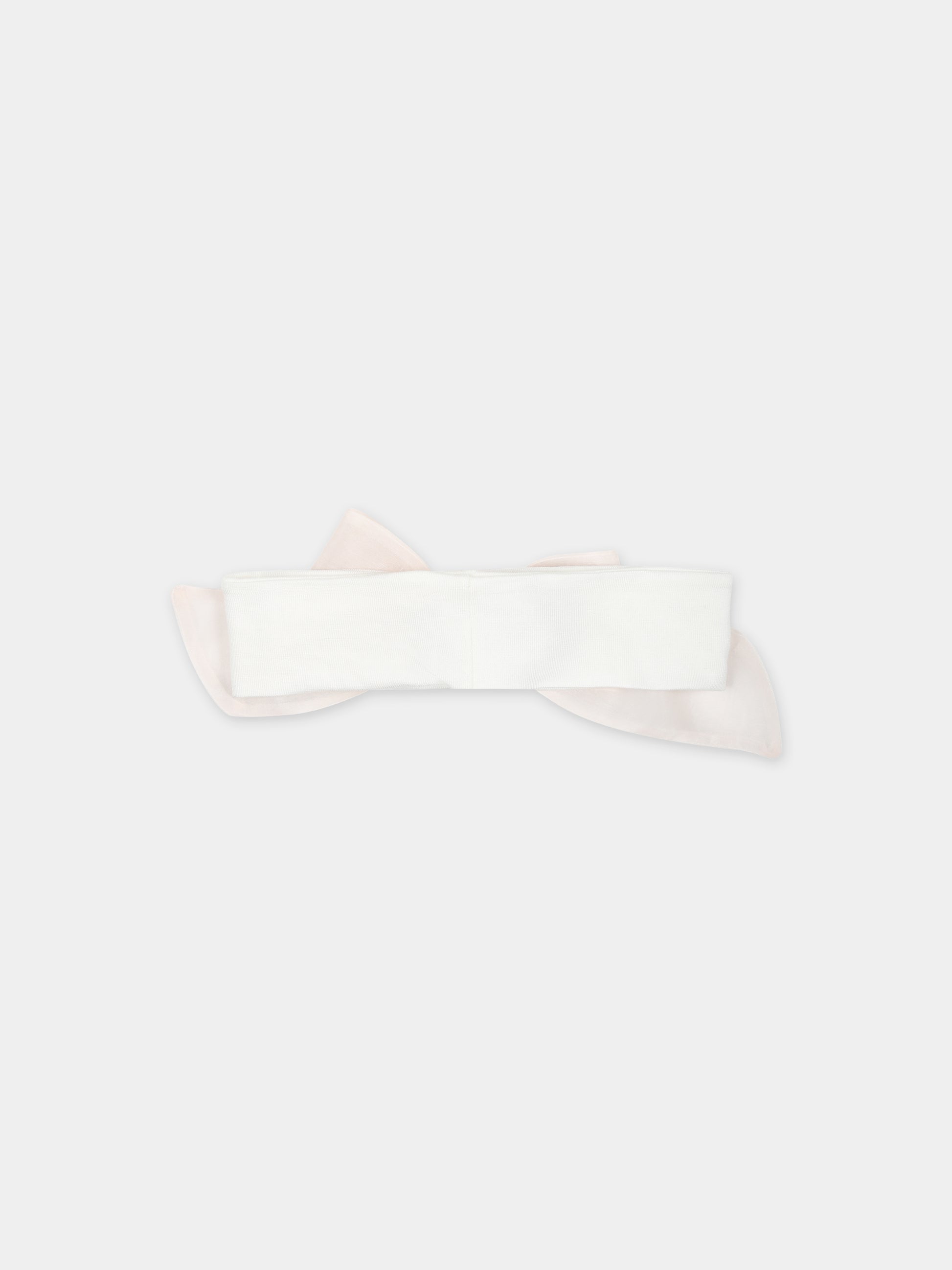 Fascia bianca per neonata con fiocco rosa,La Stupenderia,ABFA56O23